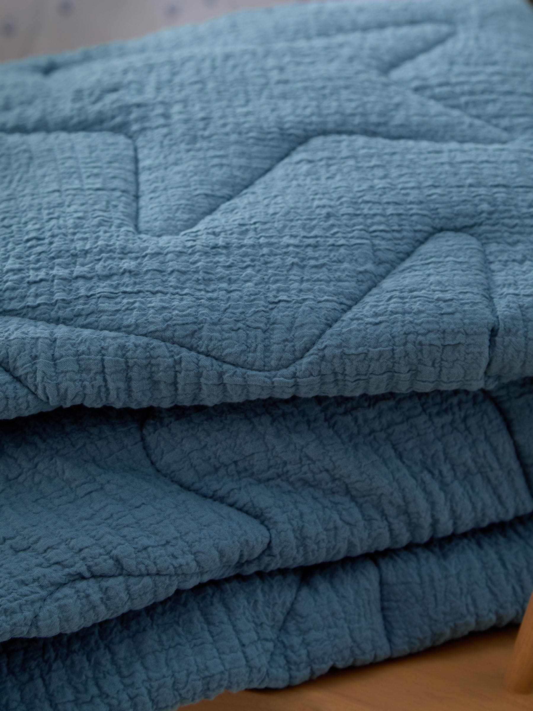 Blue Textured 100% Cotton Quilted Star Throw