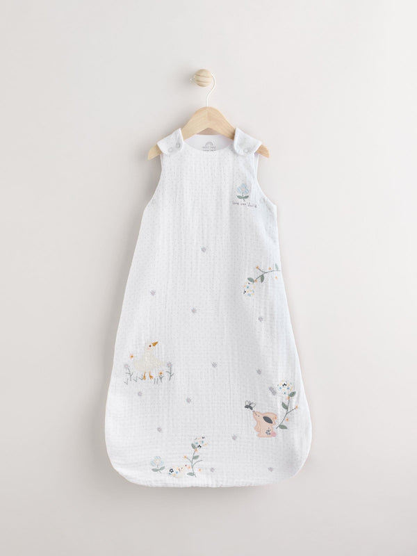 White Duck Muslin 1 Tog Baby 100% Cotton Sleep Bag