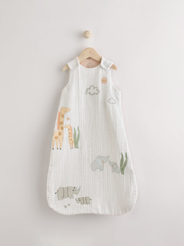 Stripe Jungle Muslin 1 Tog Baby 100% Cotton Sleep Bag