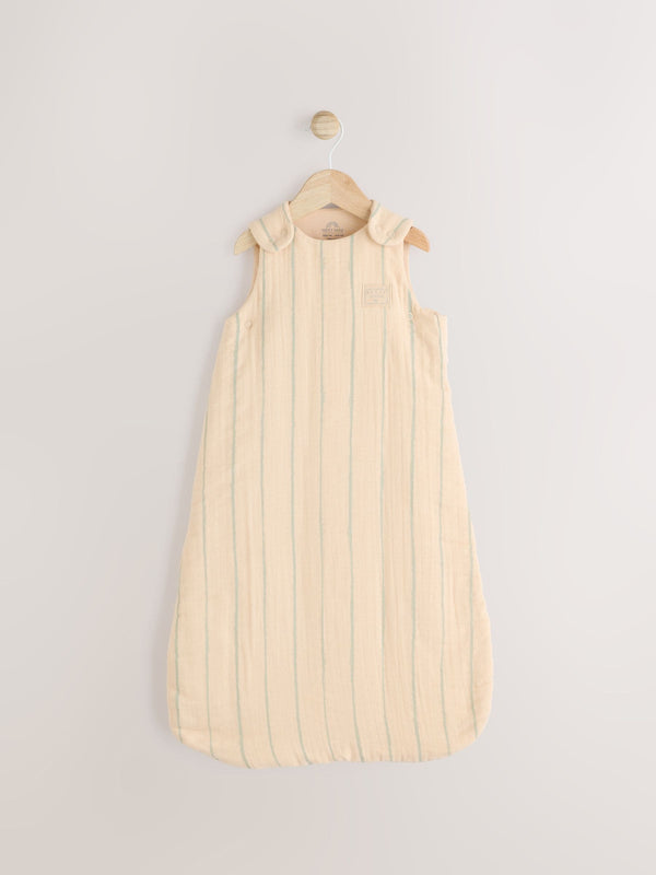 Sage Stripe 2.5 Tog Baby 100% Cotton Sleep Bag