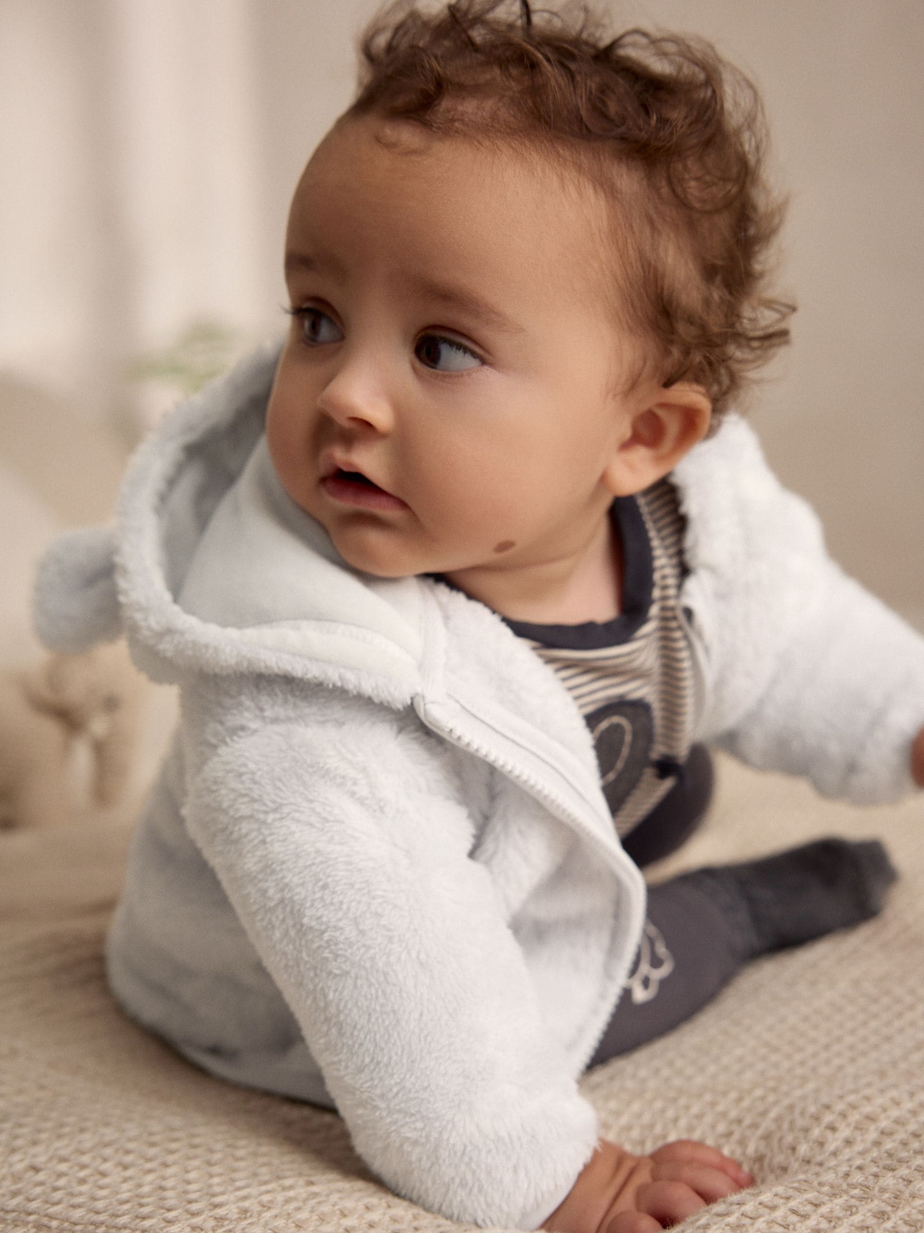 Grey Star Baby Cosy Fleece Jacket with 3D Ears