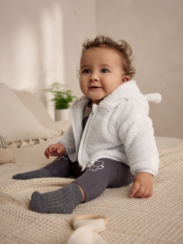 Grey Star Baby Cosy Fleece Jacket with 3D Ears