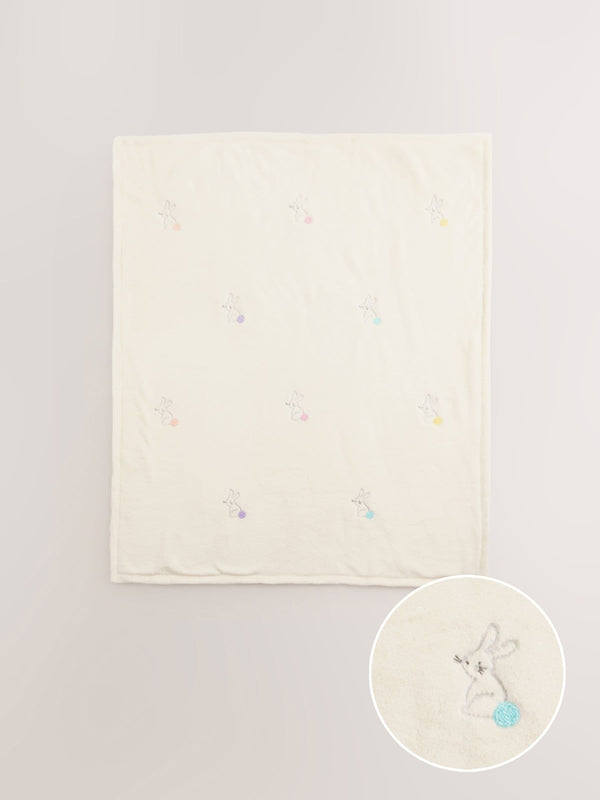 Embroidered Bunnies Baby Blanket