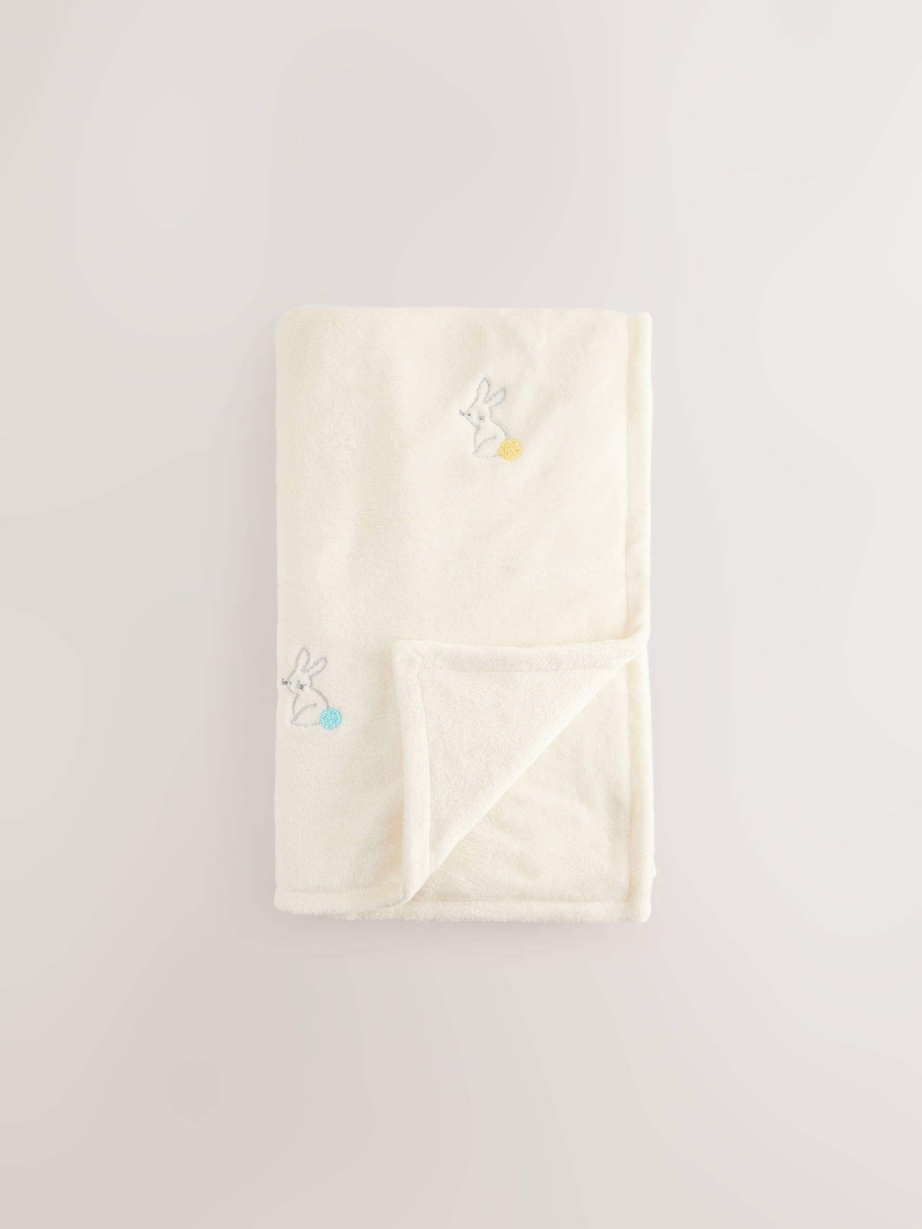 Embroidered Bunnies Fleece Baby Blanket