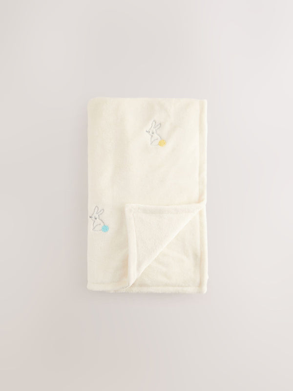 Embroidered Bunnies Fleece Baby Blanket