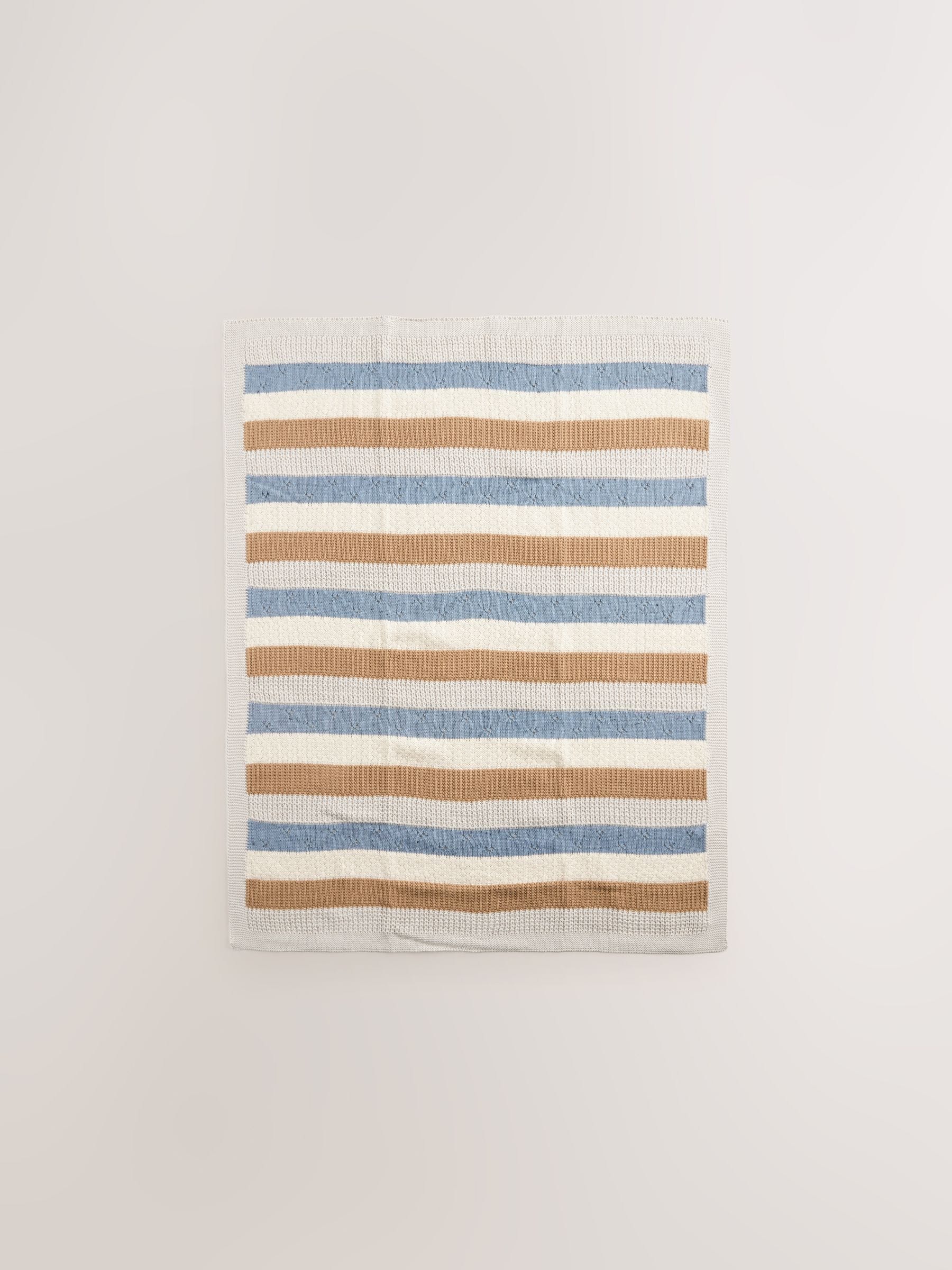 Blue Stripe Knitted Baby Blanket