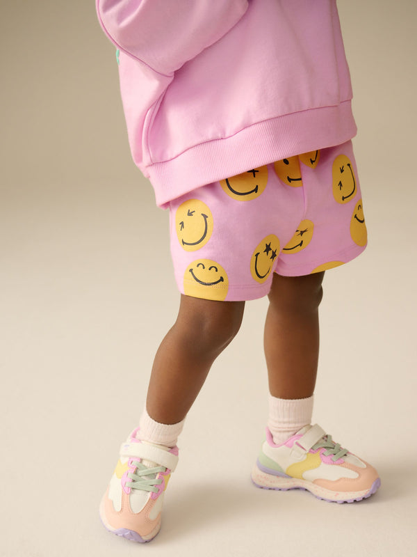 Pink/Yellow Smiley World 100% Cotton Sweatshirt and Shorts Set (3mths-7yrs)