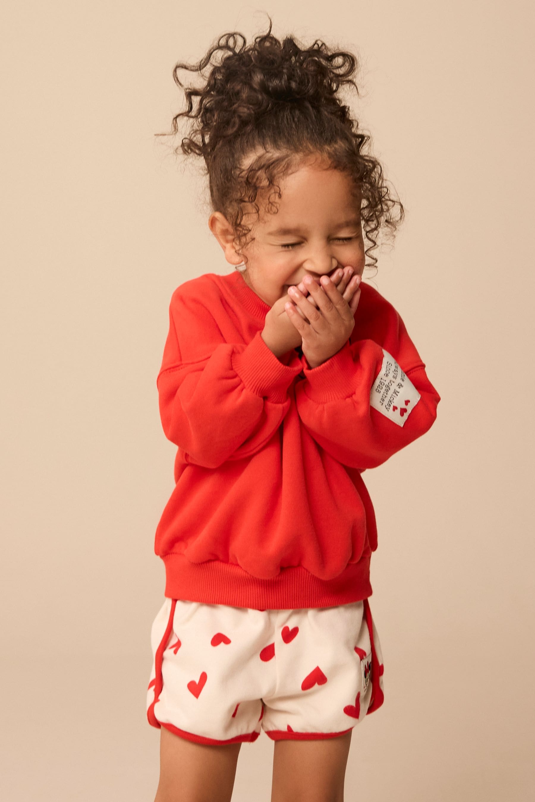 Red Minnie & Mickey Mouse Crew Sweatshirt & Shorts Set (3mths-7yrs)