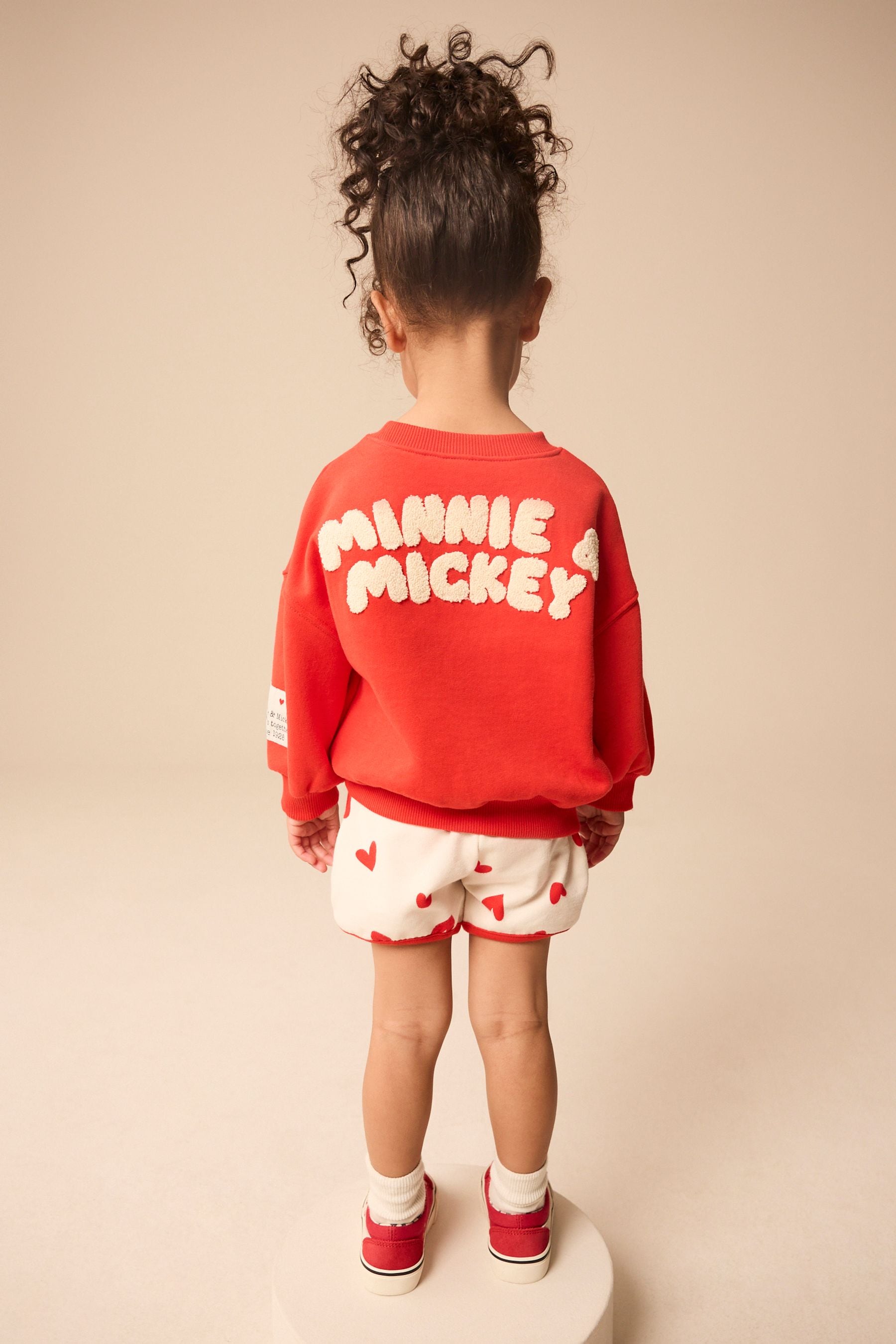 Red Minnie & Mickey Mouse Crew Sweatshirt & Shorts Set (3mths-7yrs)