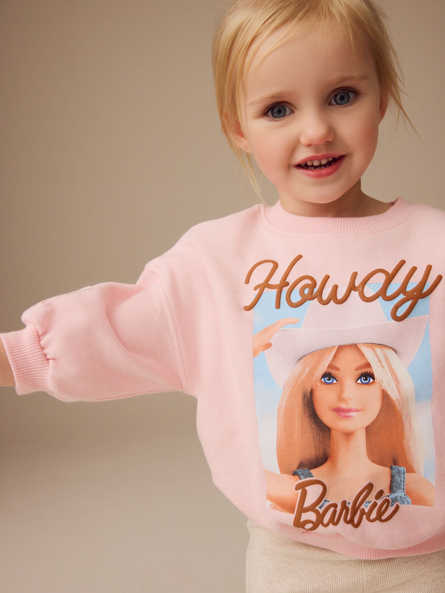 Pink/Cream Barbie Crew Sweatshirt and Flared Leggings Set (3mths-7yrs)