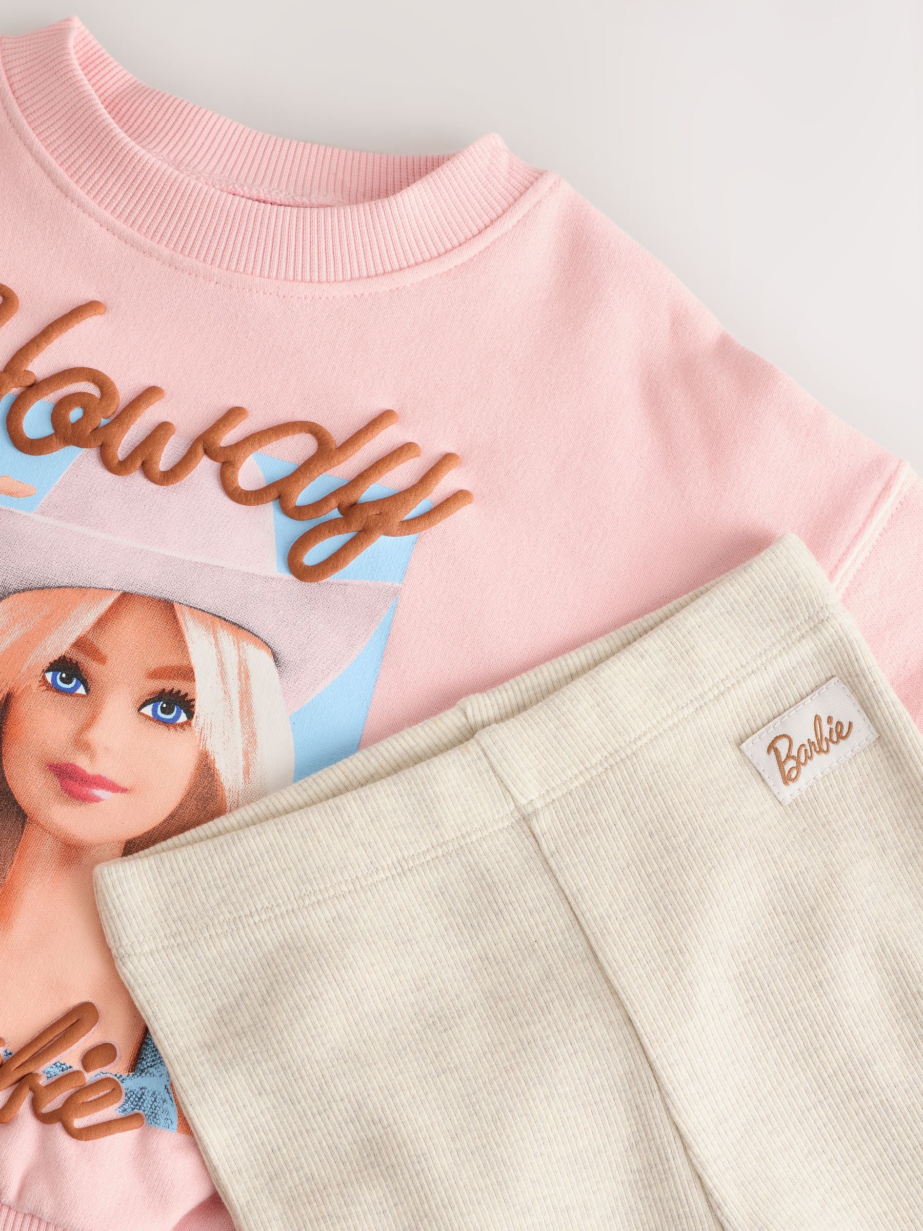 Pink/Cream Barbie Crew Sweatshirt and Flared Leggings Set (3mths-7yrs)