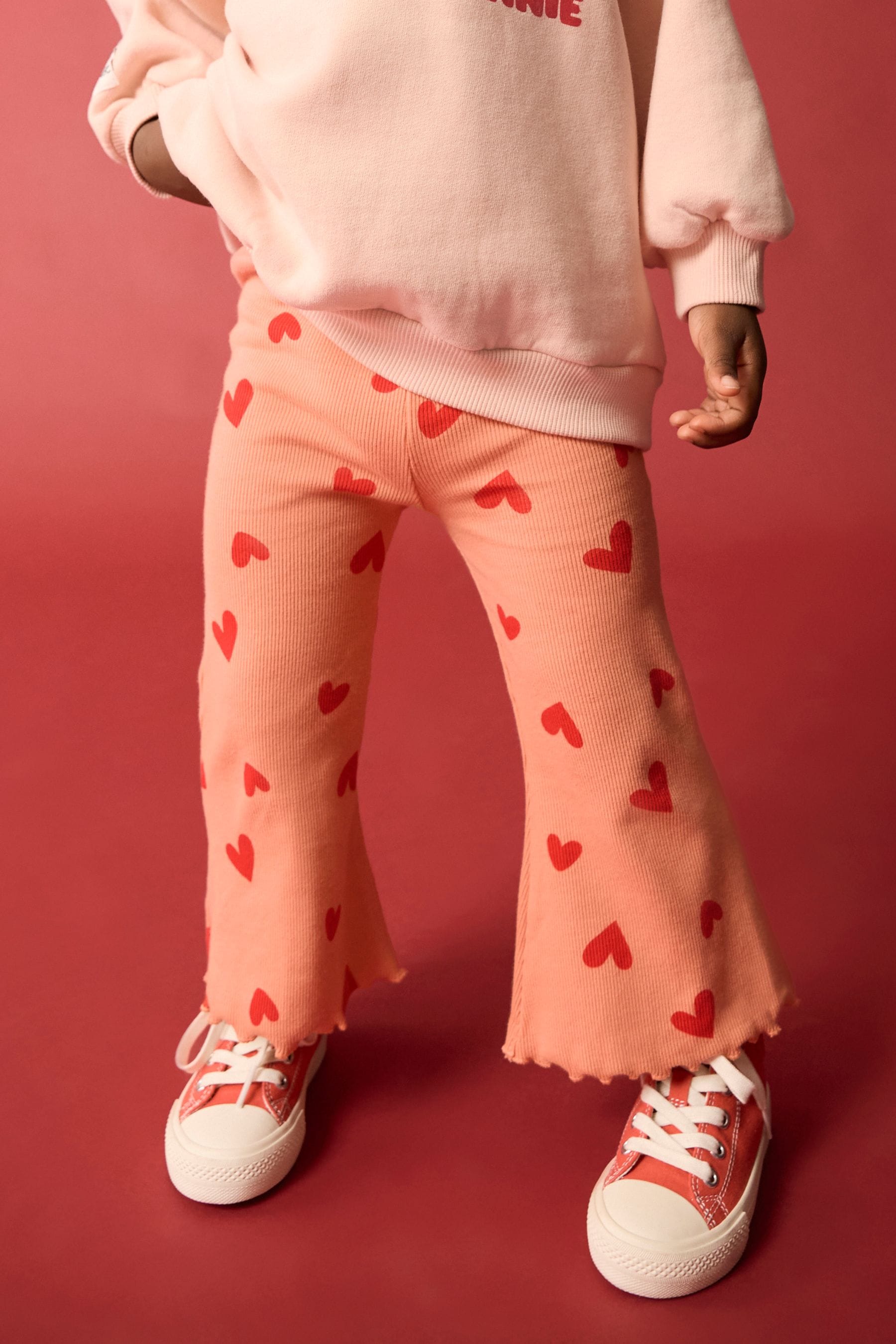 Peach Pink Disney Minnie Mouse Sweatshirt & Flared Leggings Set (3mths-7yrs)