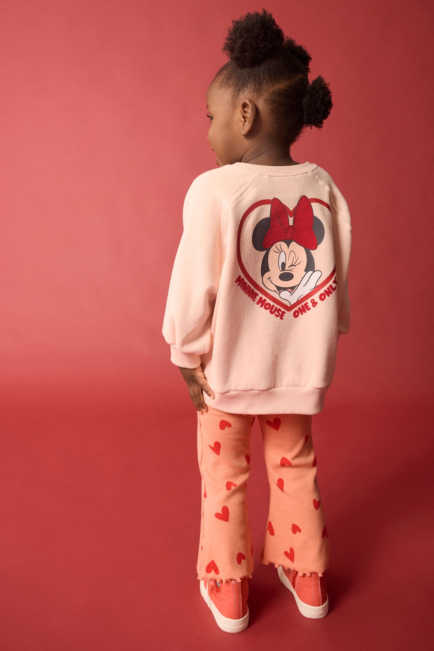 Peach Pink Disney Minnie Mouse Sweatshirt & Flared Leggings Set (3mths-7yrs)