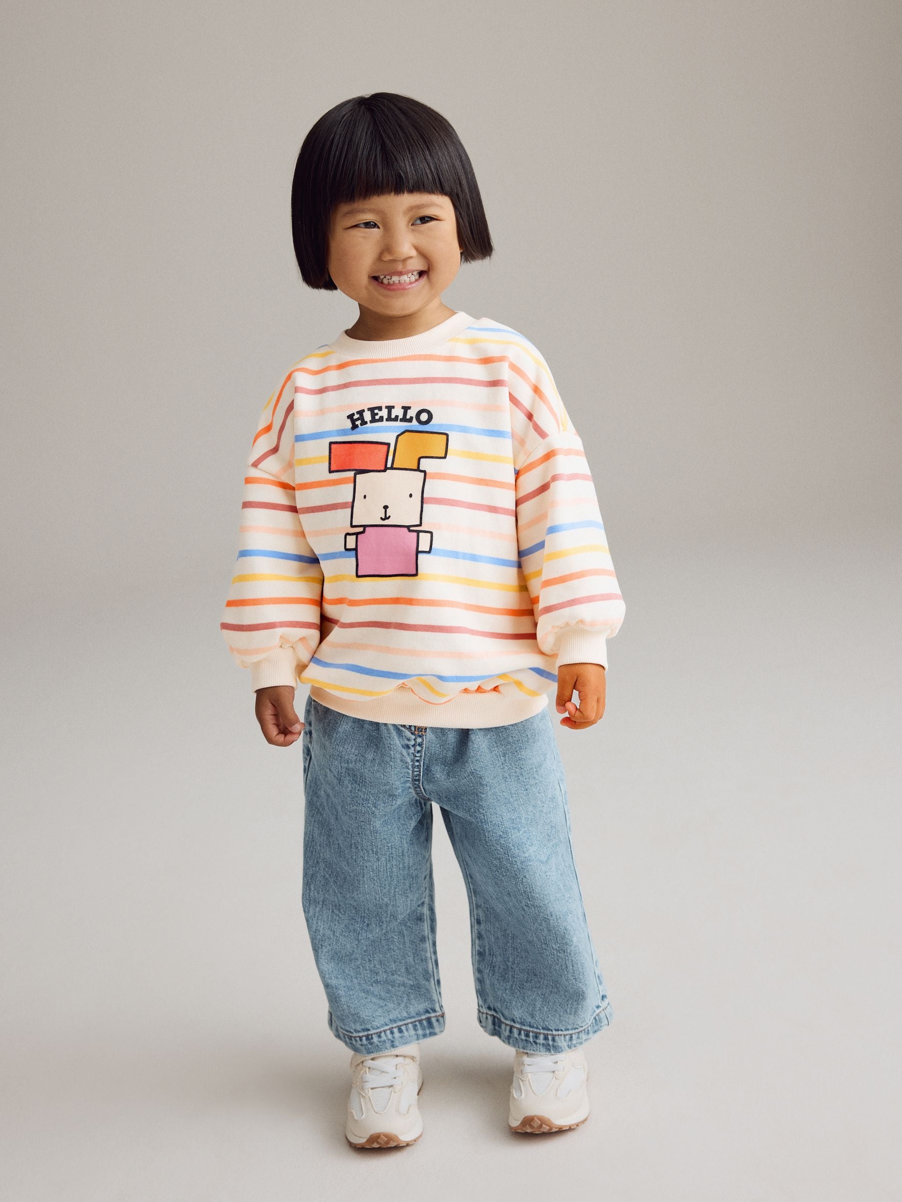 Cream Rainbow Stripe Sweatshirt (3mths-7yrs)