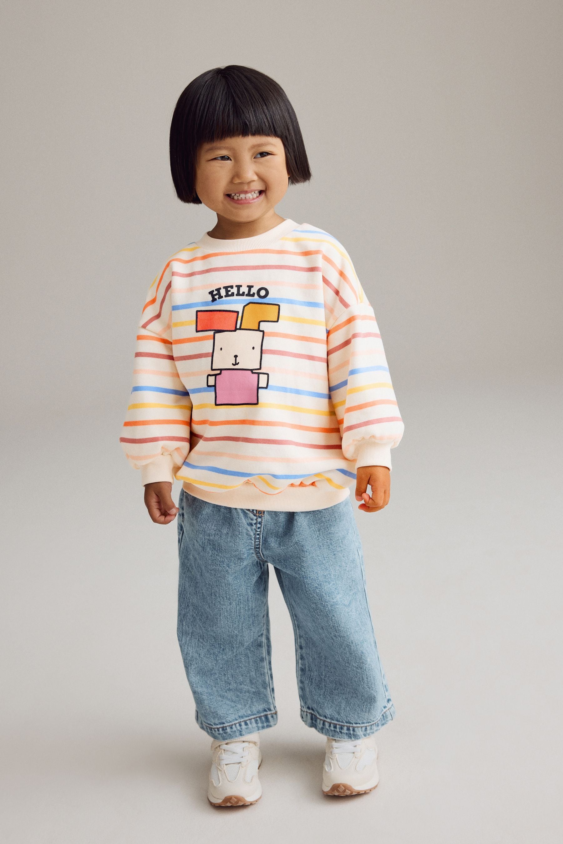 Cream Rainbow Stripe Sweatshirt (3mths-7yrs)