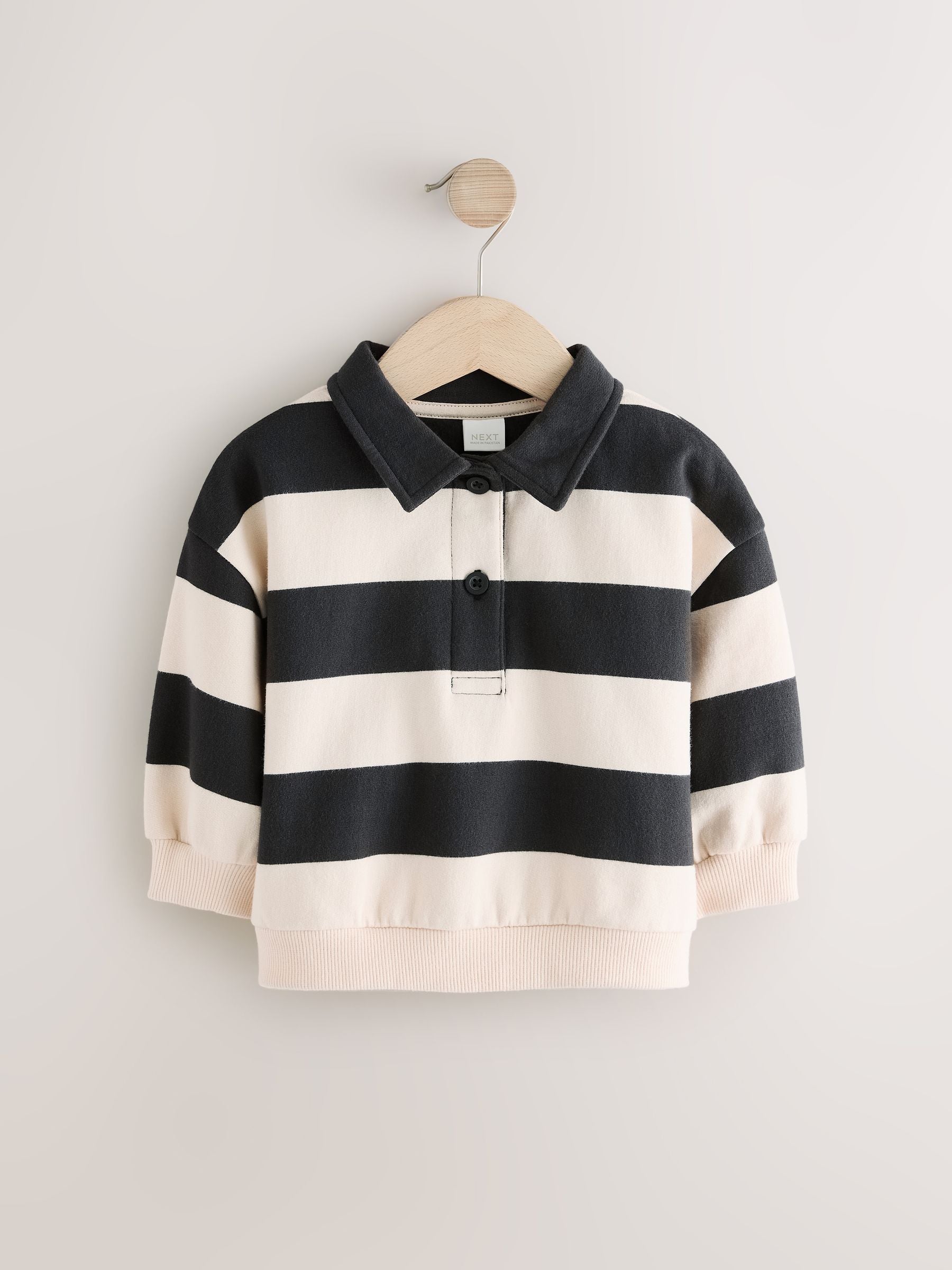 Black Stripe Rugby 100% Cotton Top (3mths-7yrs)