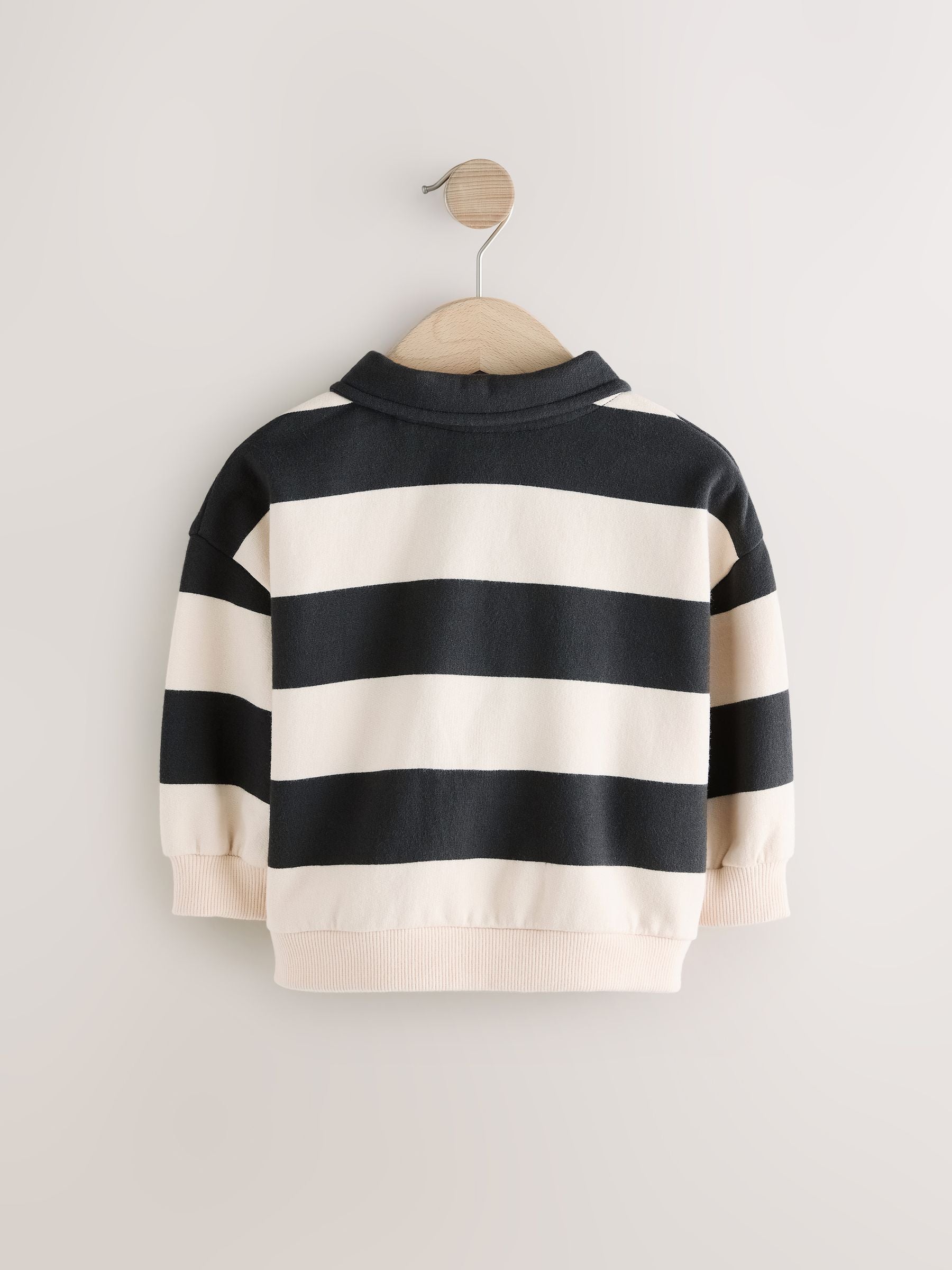 Black Stripe Rugby 100% Cotton Top (3mths-7yrs)