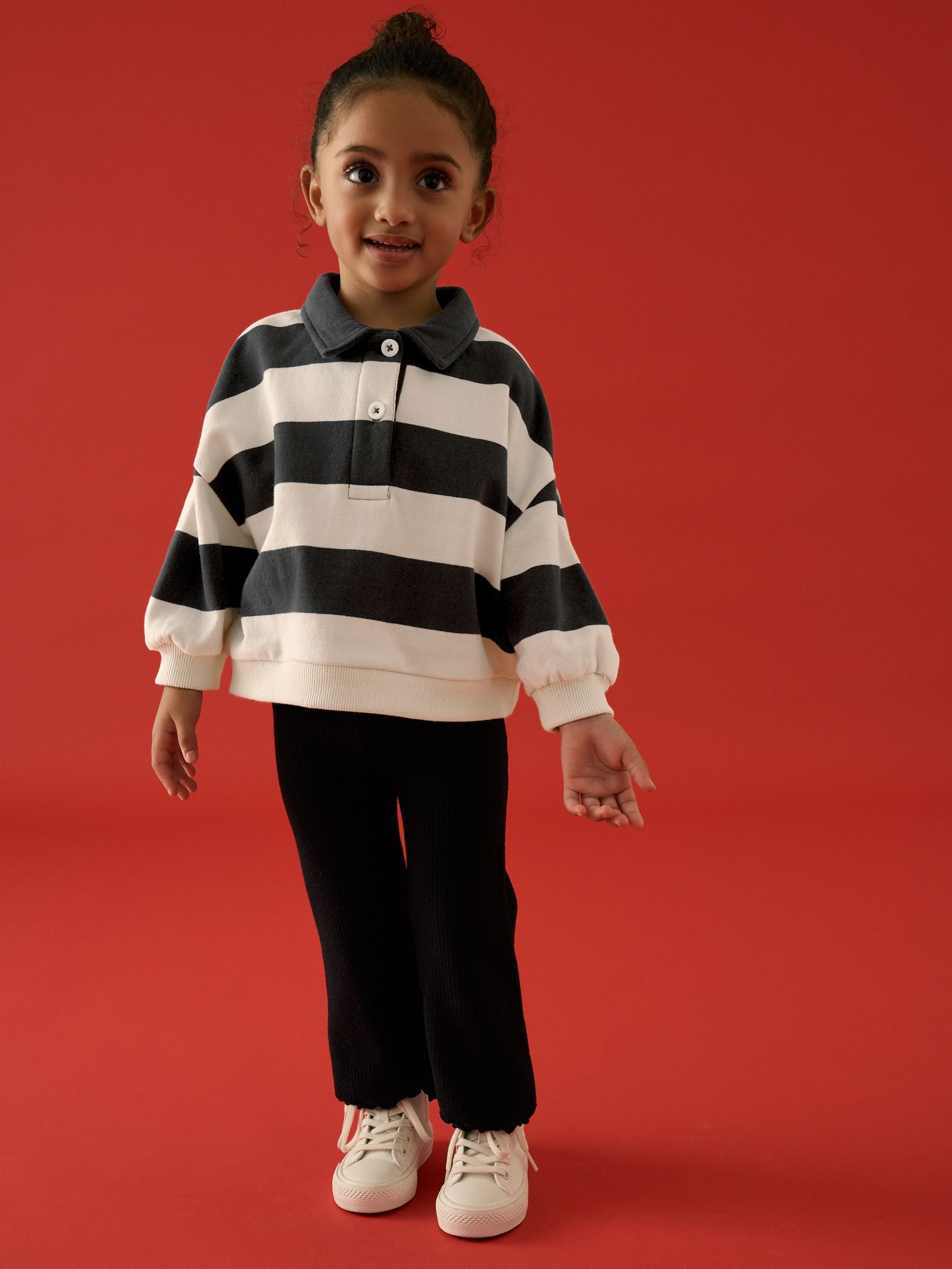 Black Stripe Rugby 100% Cotton Top (3mths-7yrs)