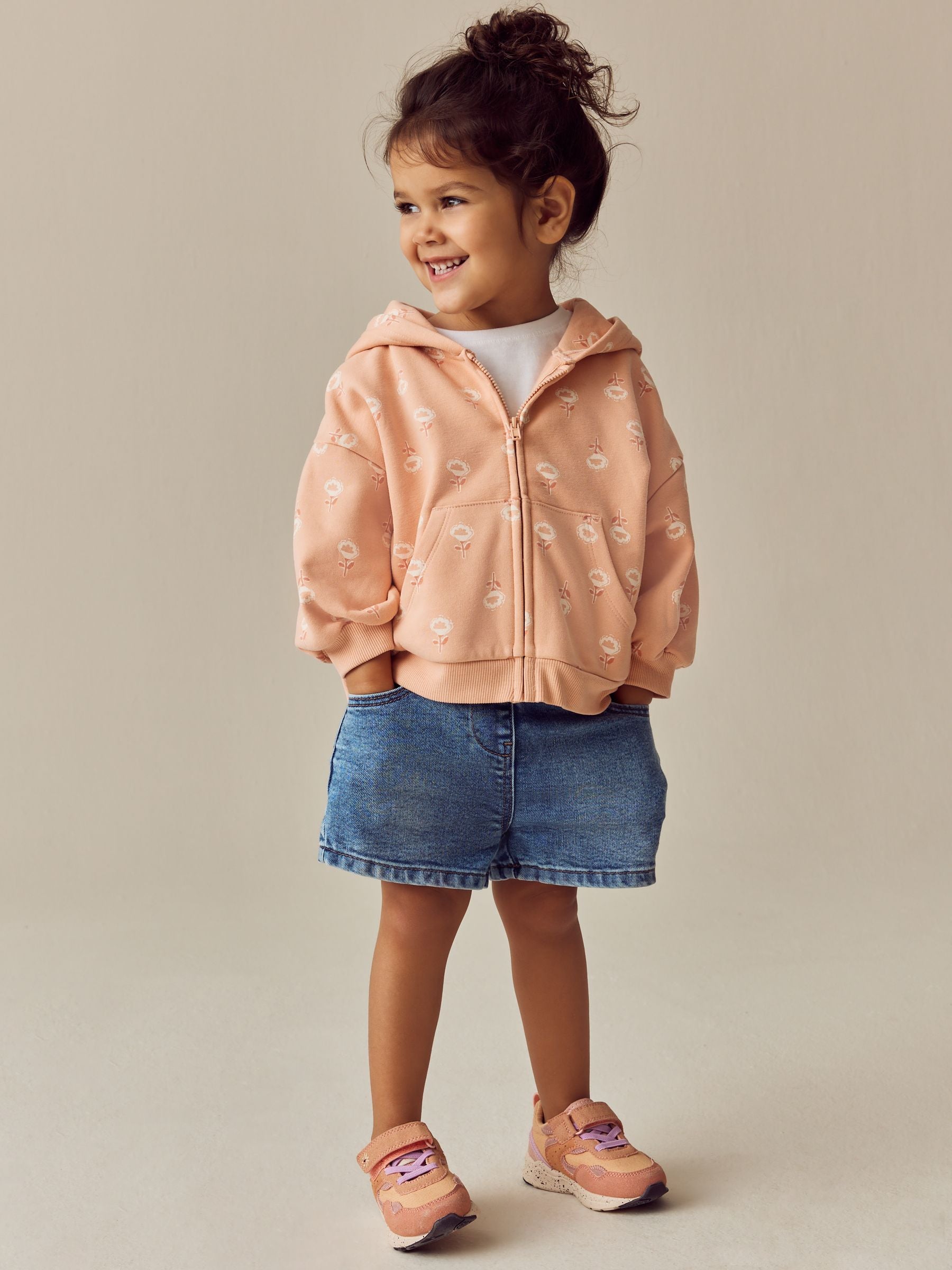 Pink/Cream Zip Through Hoodie (3mths-7yrs)