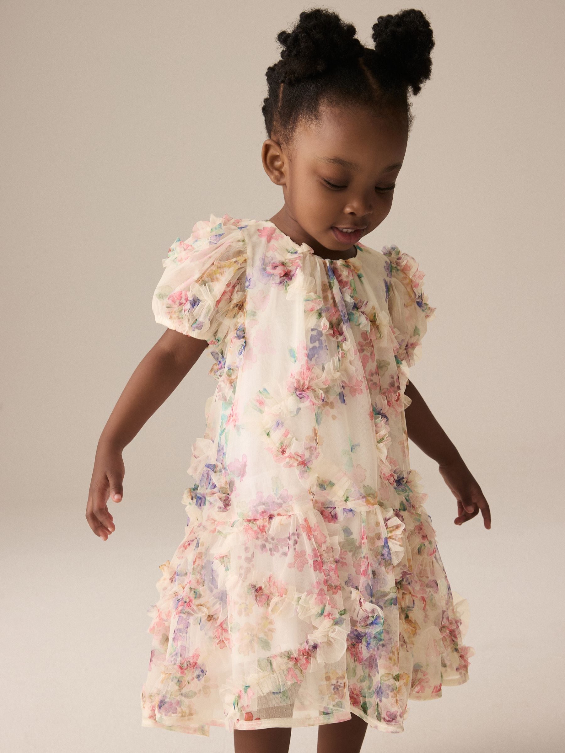 Multi Floral Mesh Party Dress (3mths-7yrs)