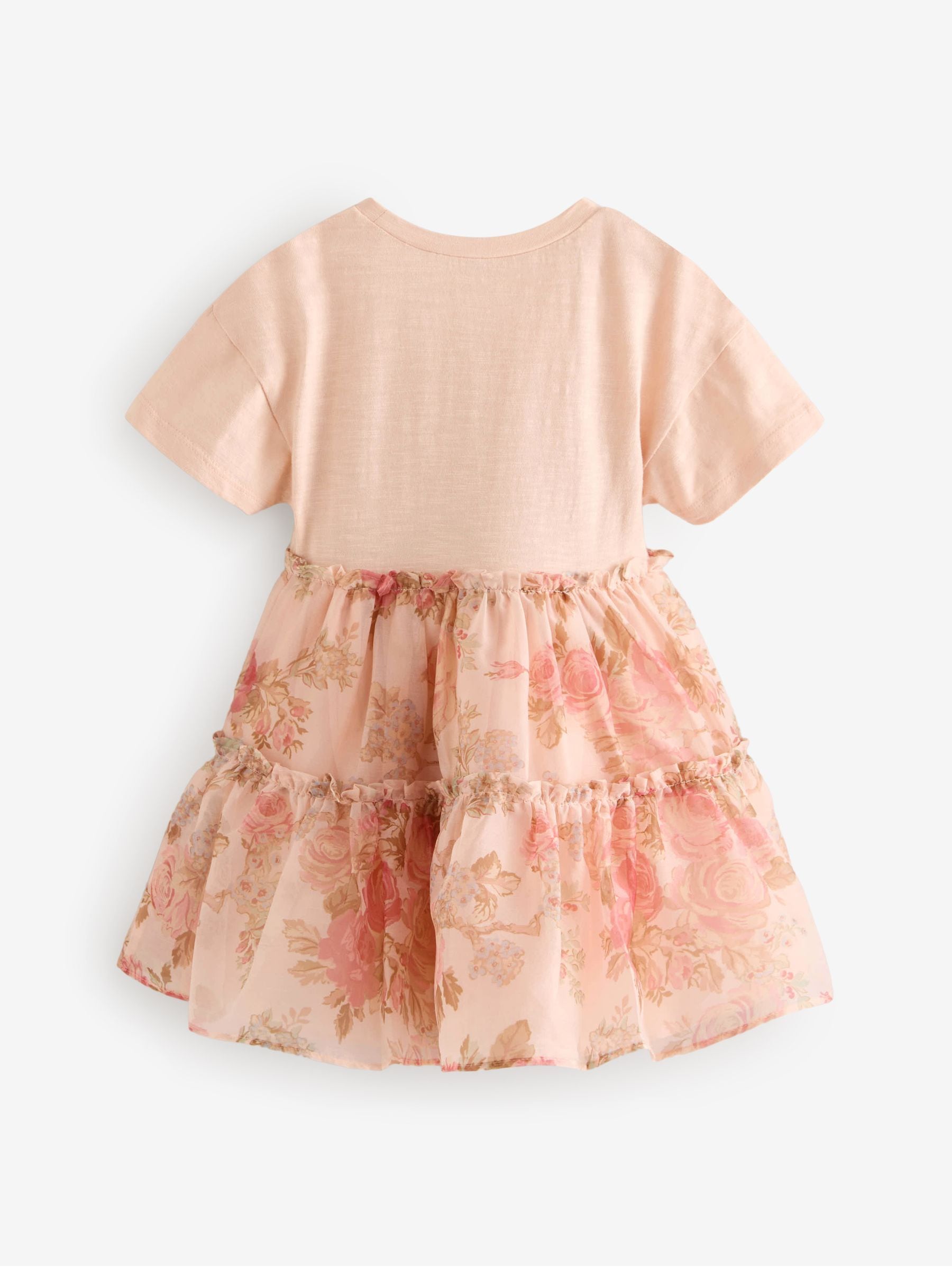 Pink Floral Short Sleeve Mesh Dress (3mths-7yrs)