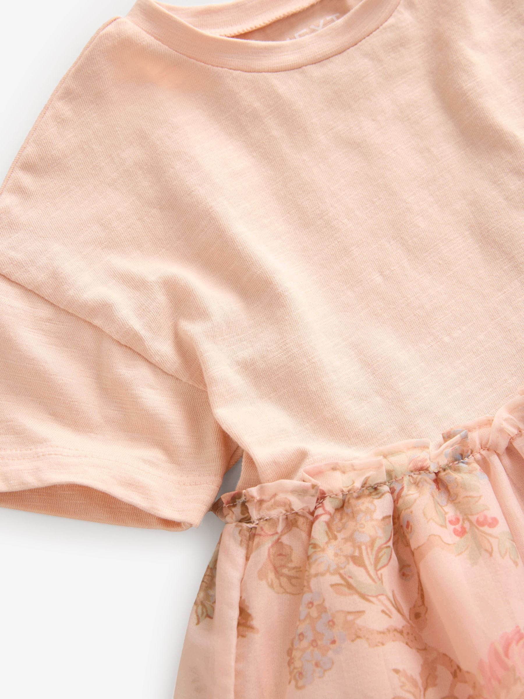 Pink Floral Short Sleeve Mesh Dress (3mths-7yrs)