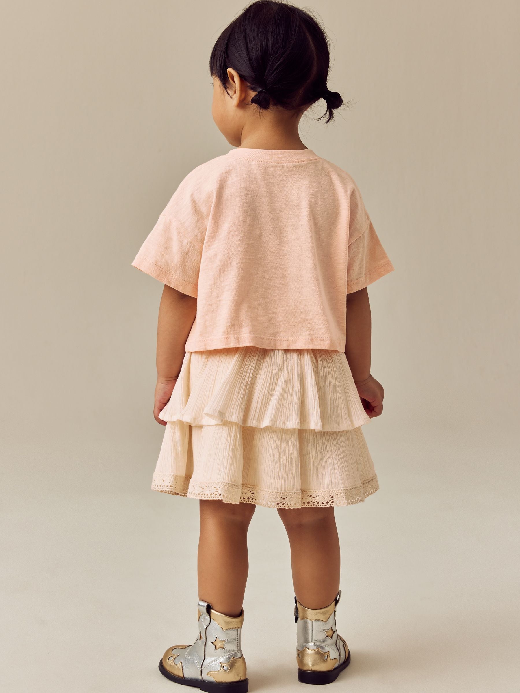 Peach Pink 100% Cotton T-Shirt & Skirt Set (3mths-7yrs)