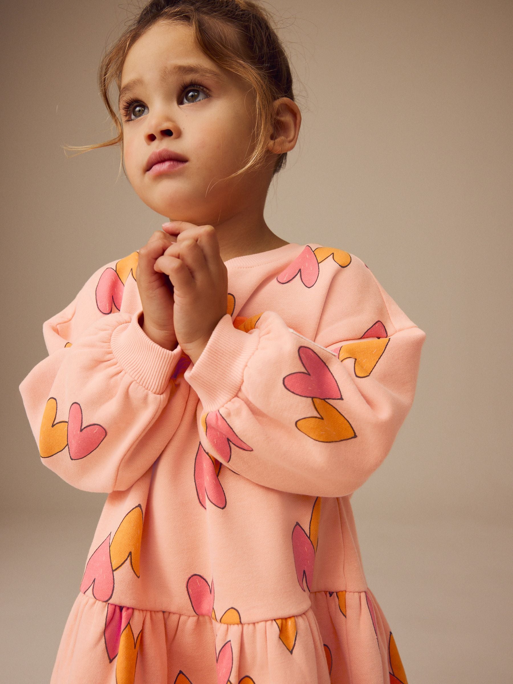 Orange Heart Character Long Sleeve Sweat Dress (3mths-7yrs)