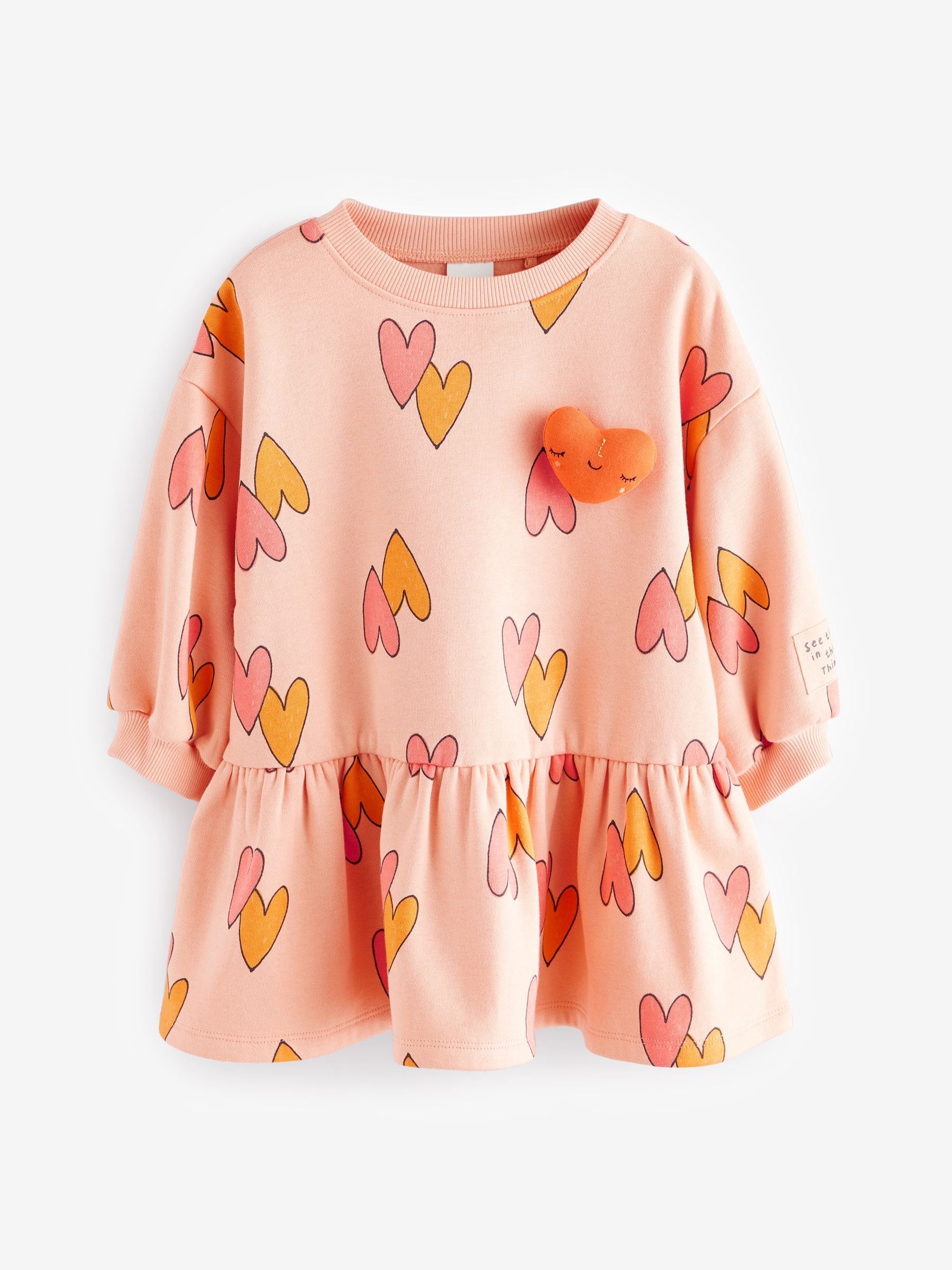 Orange Heart Character Long Sleeve Sweat Dress (3mths-7yrs)