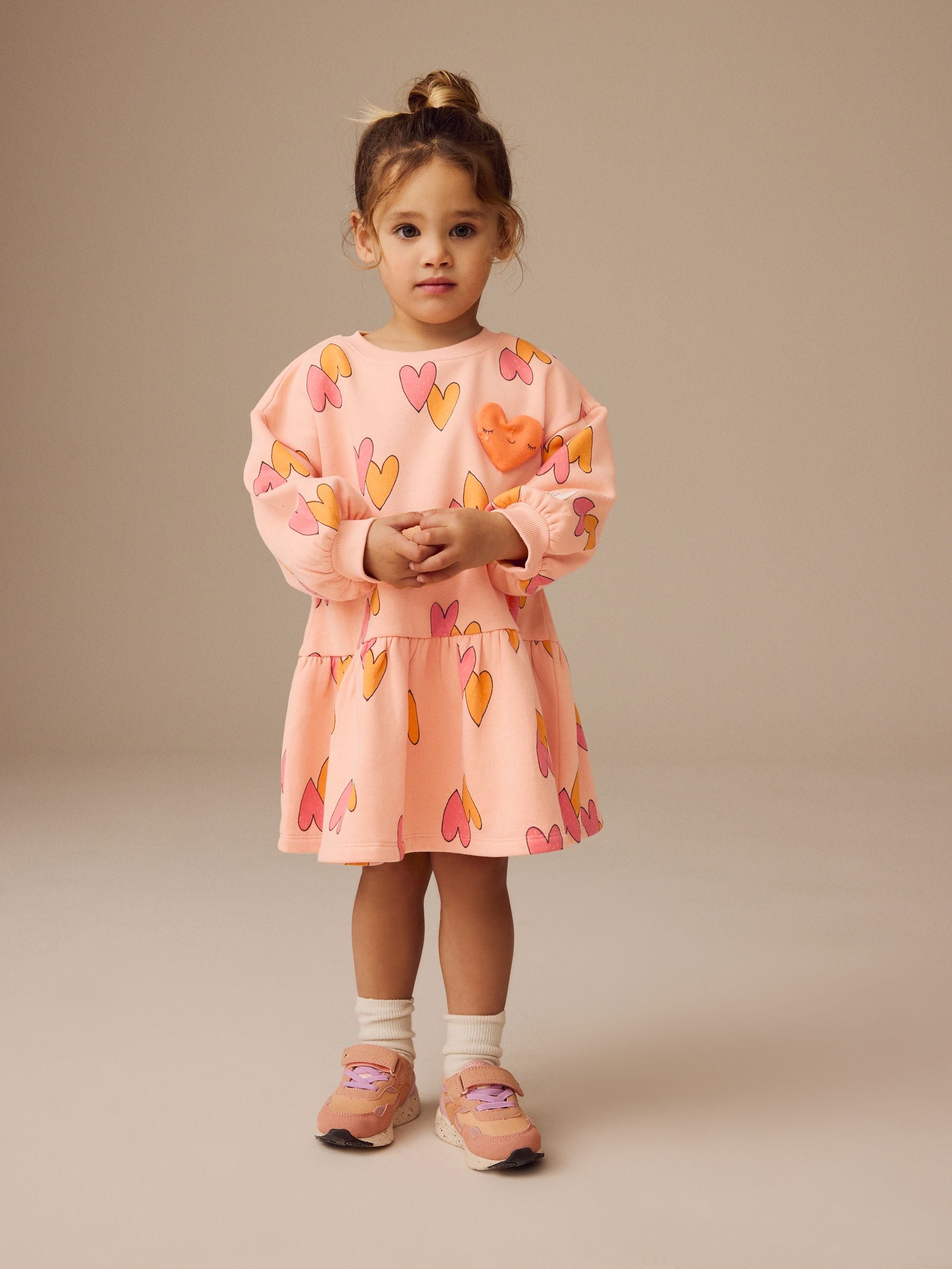 Orange Heart Character Long Sleeve Sweat Dress (3mths-7yrs)