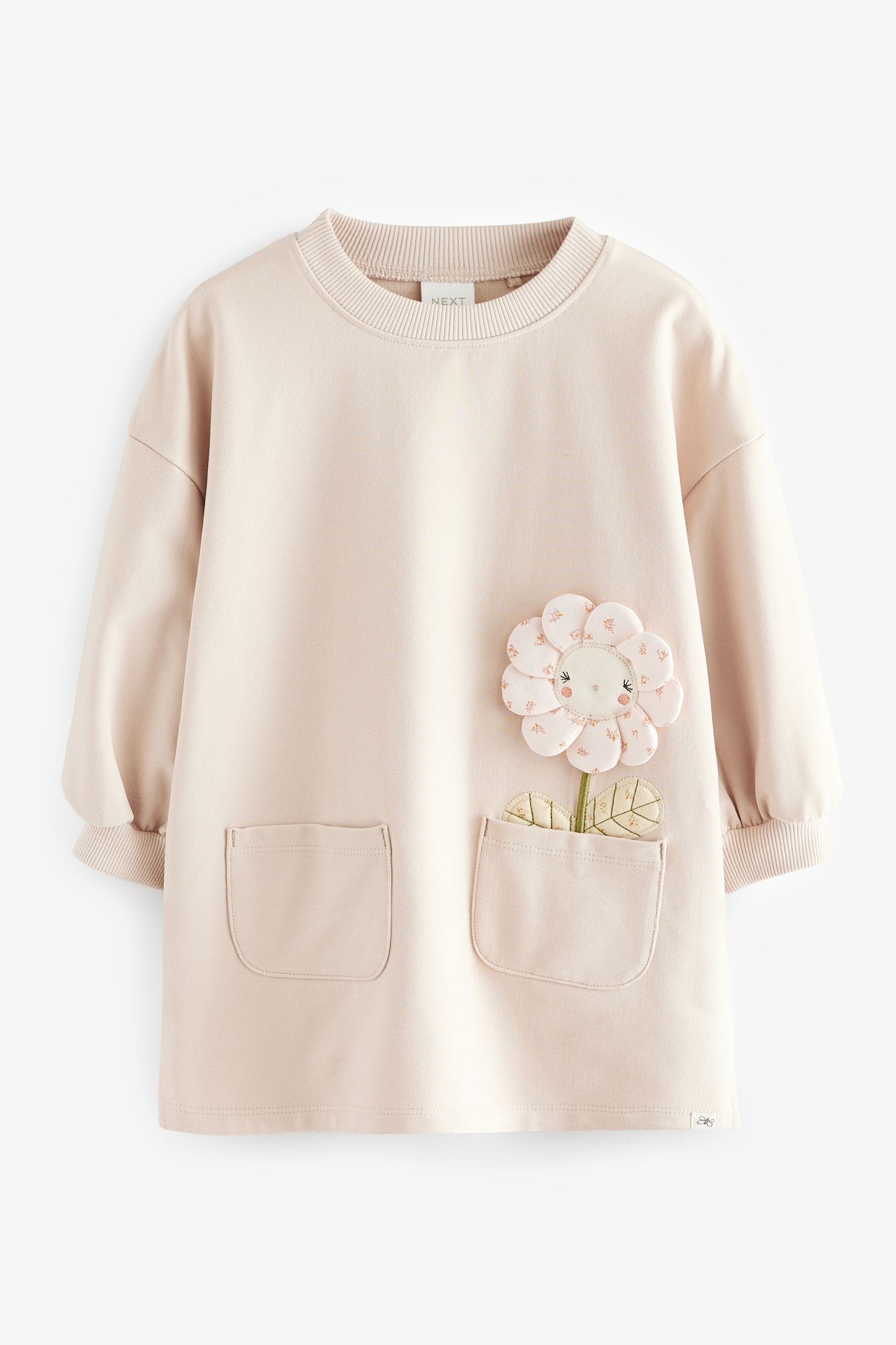 Oatmeal Floral Character Long Sleeve Sweat Dress (3mths-7yrs)