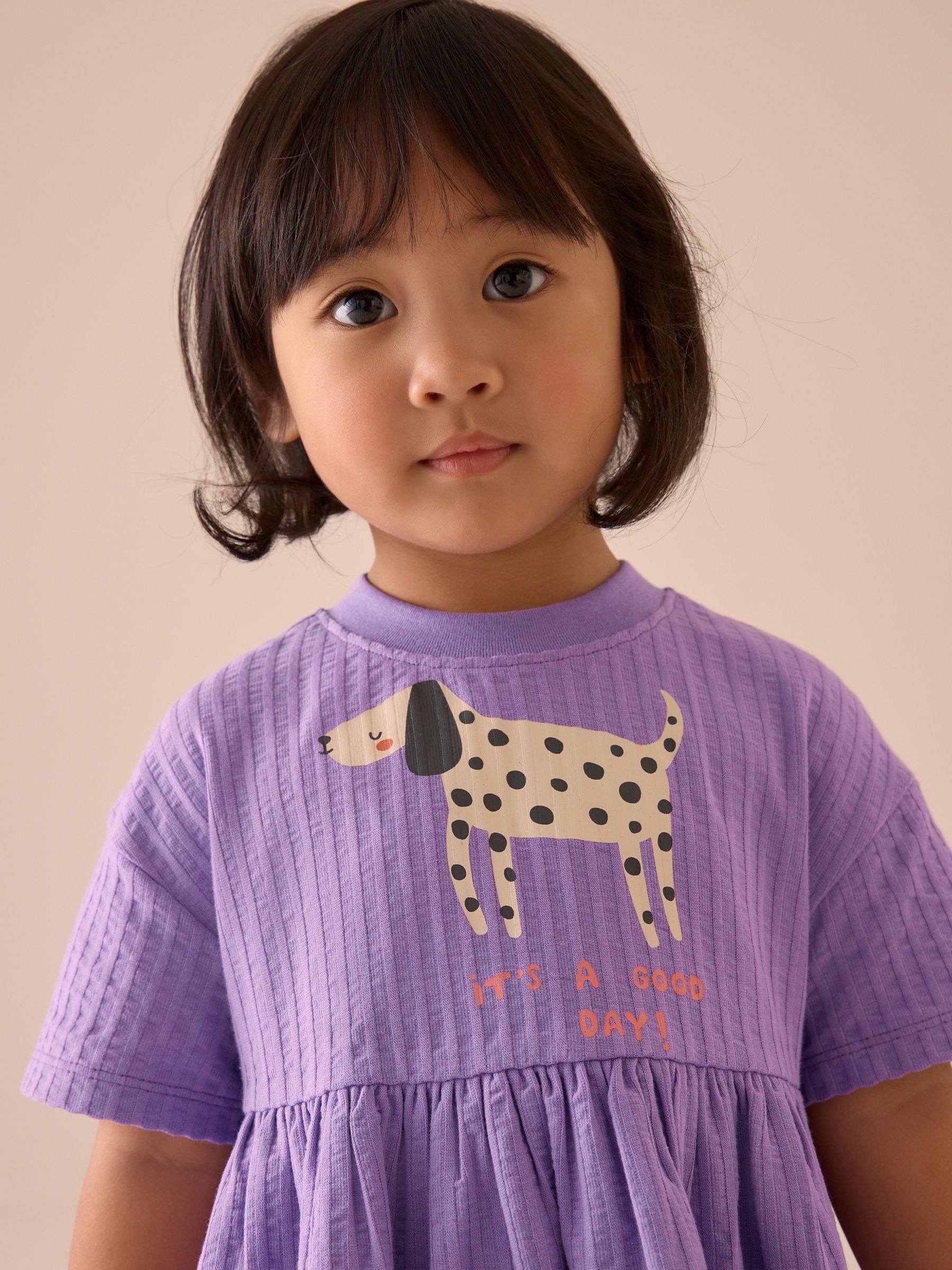 Purple Dog Short Sleeve 100% Cotton Dress (3mths-7yrs)