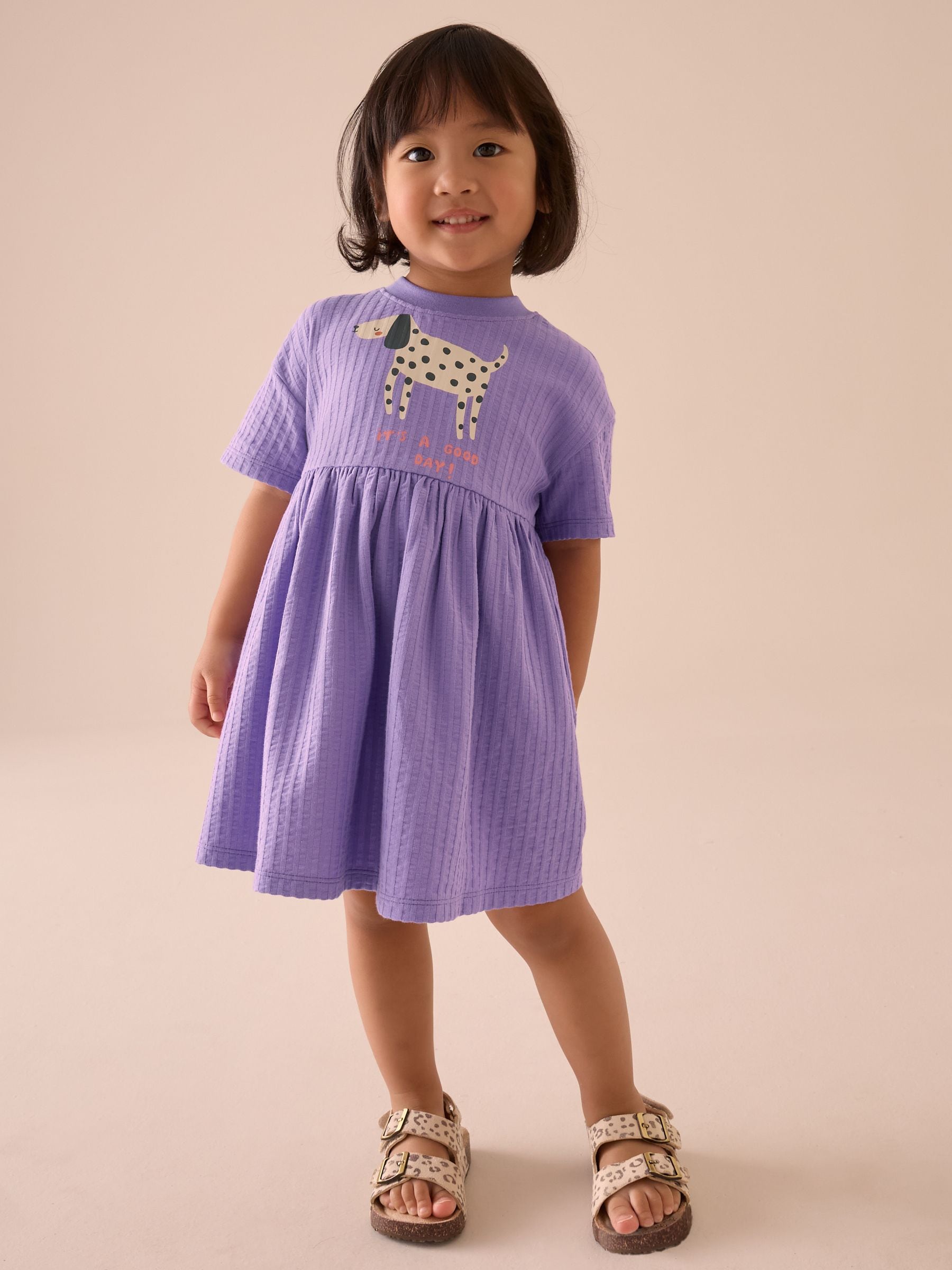 Purple Dog Short Sleeve 100% Cotton Dress (3mths-7yrs)