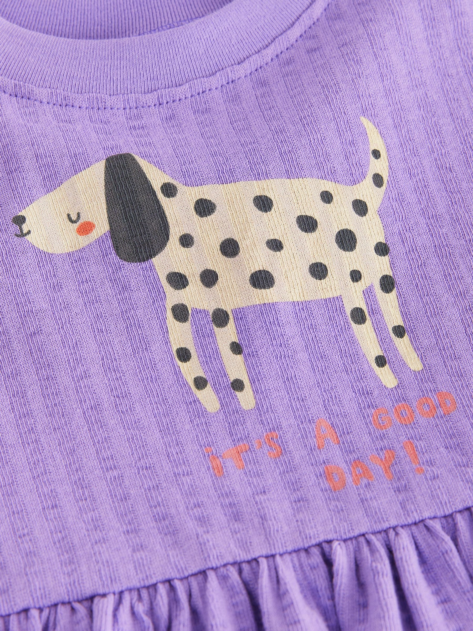 Purple Dog Short Sleeve 100% Cotton Dress (3mths-7yrs)