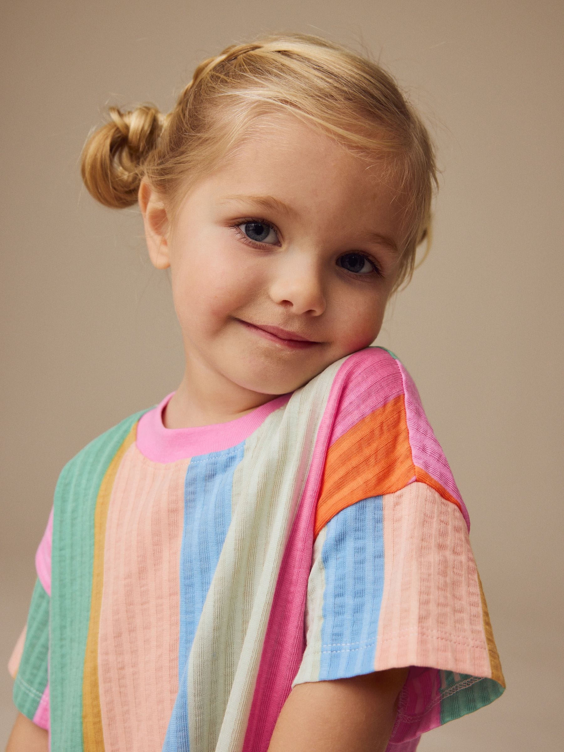 Rainbow Stripe Short Sleeve 100% Cotton Dress (3mths-7yrs)