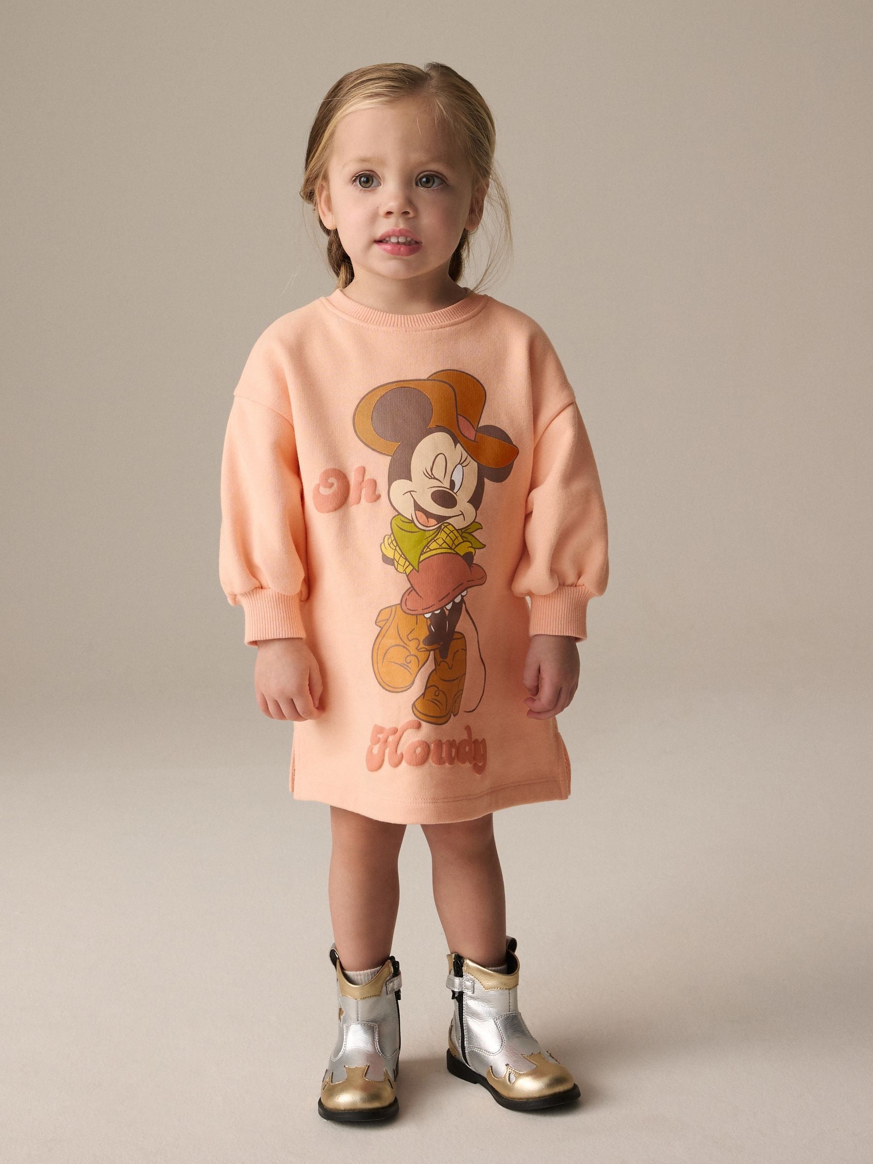 Pink Minnie Mouse Long Sleeves Sweat Dress (3mths-7yrs)