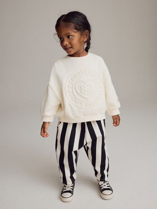 Cream Printed Sweatshirt and Barrel Leg Joggers Set (3mths-7yrs)