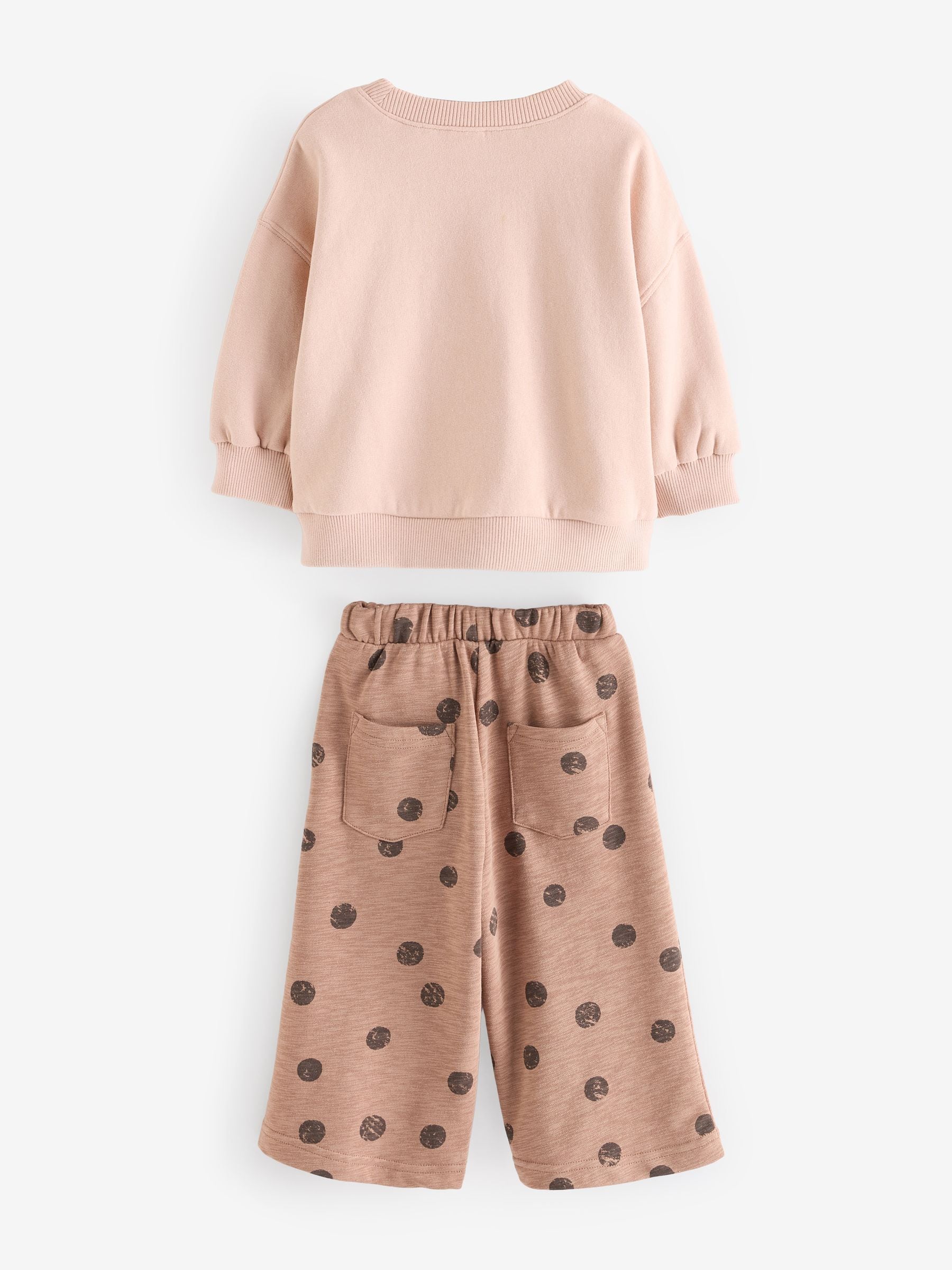 Brown Spot Printed Sweatshirt and Barrel Leg Joggers Set (3mths-7yrs)