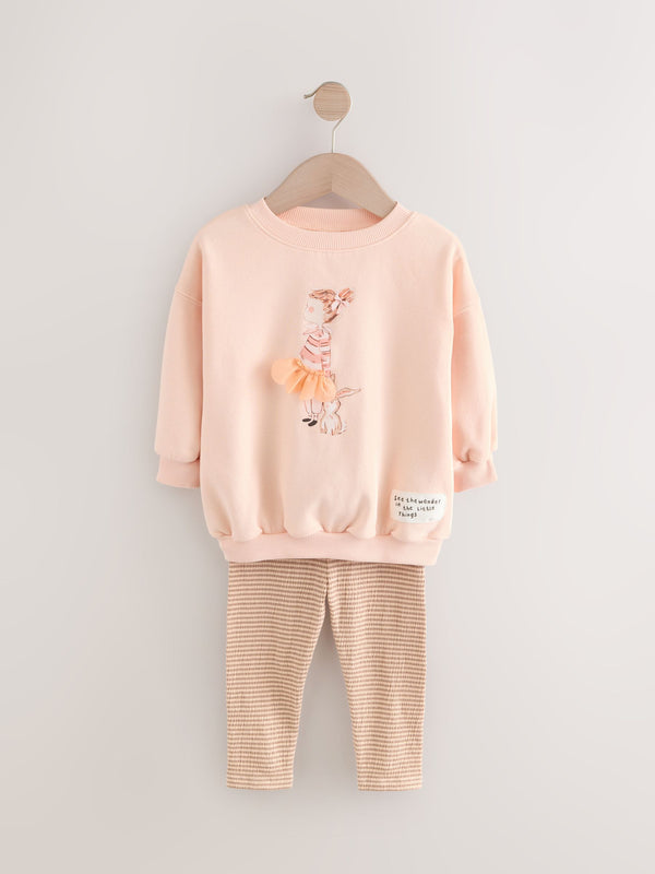 Pink Ballerina Crew Sweatshirt & Leggings Set (3mths-7yrs)