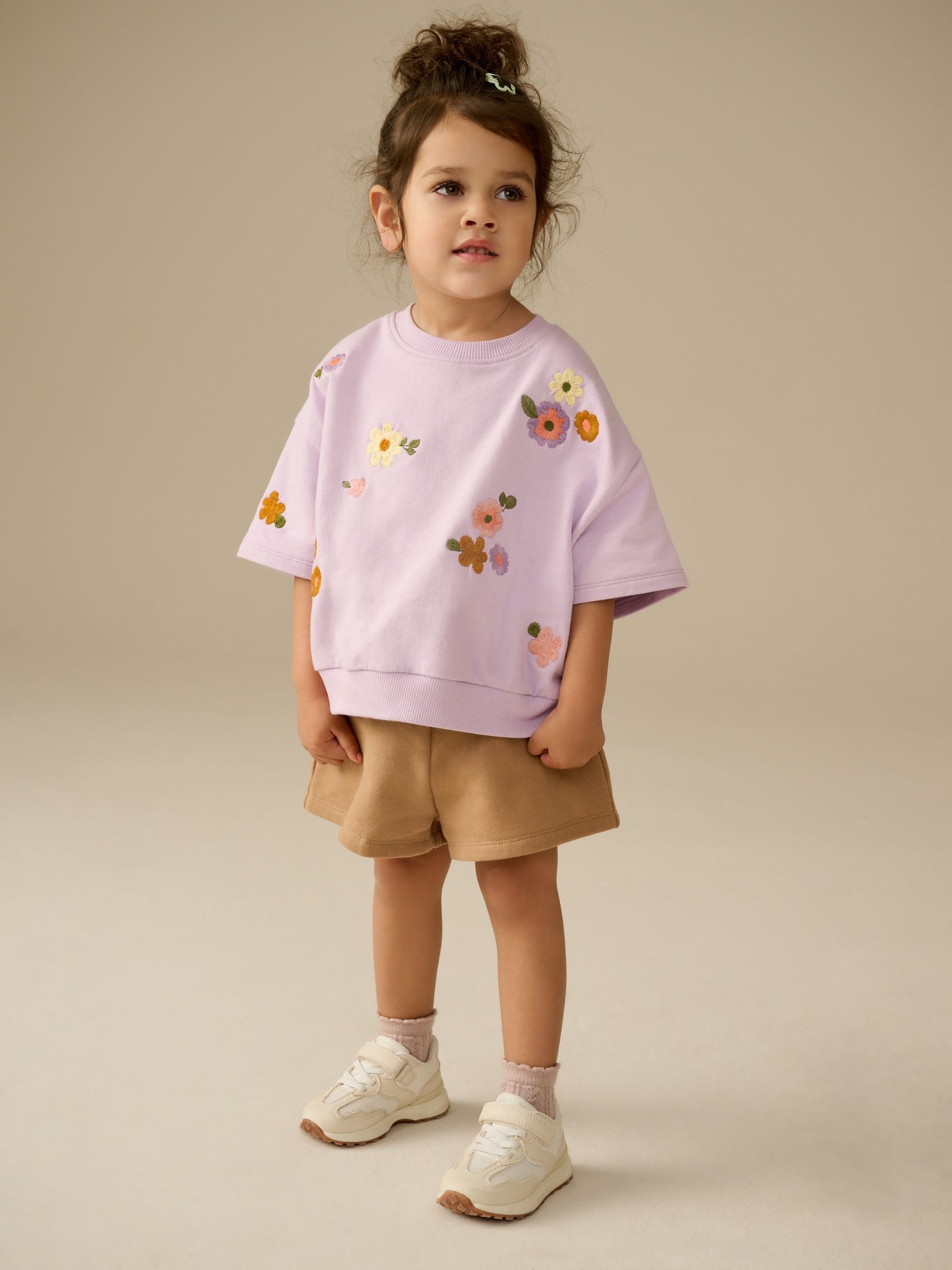 Lilac Purple Short Sleeve 100% Cotton Sweatshirt and Shorts Set (3mths-7yrs)