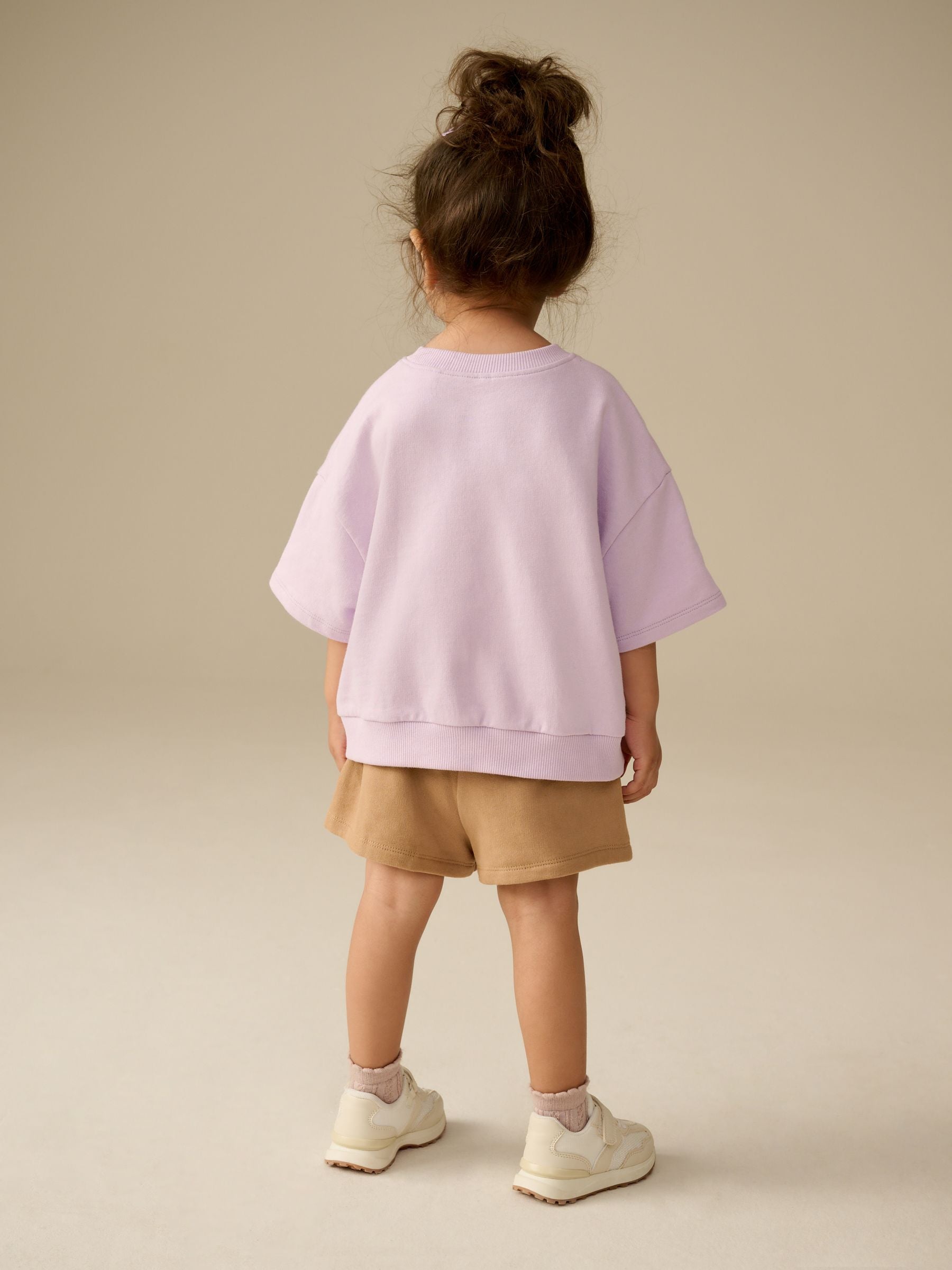 Lilac Purple Short Sleeve 100% Cotton Sweatshirt and Shorts Set (3mths-7yrs)