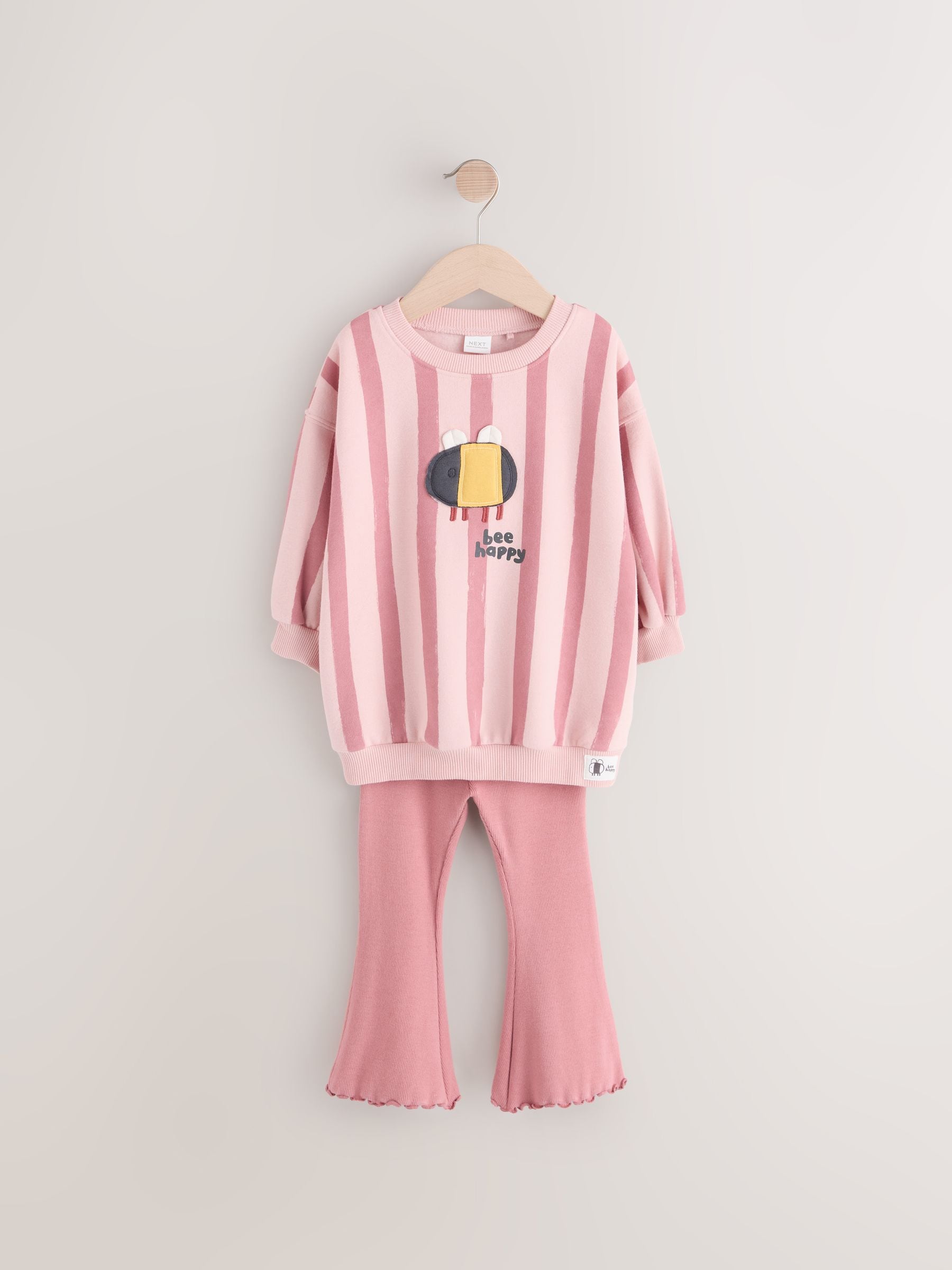 Pink Sweatshirt and Flare Leggings Set (3mths-7yrs)