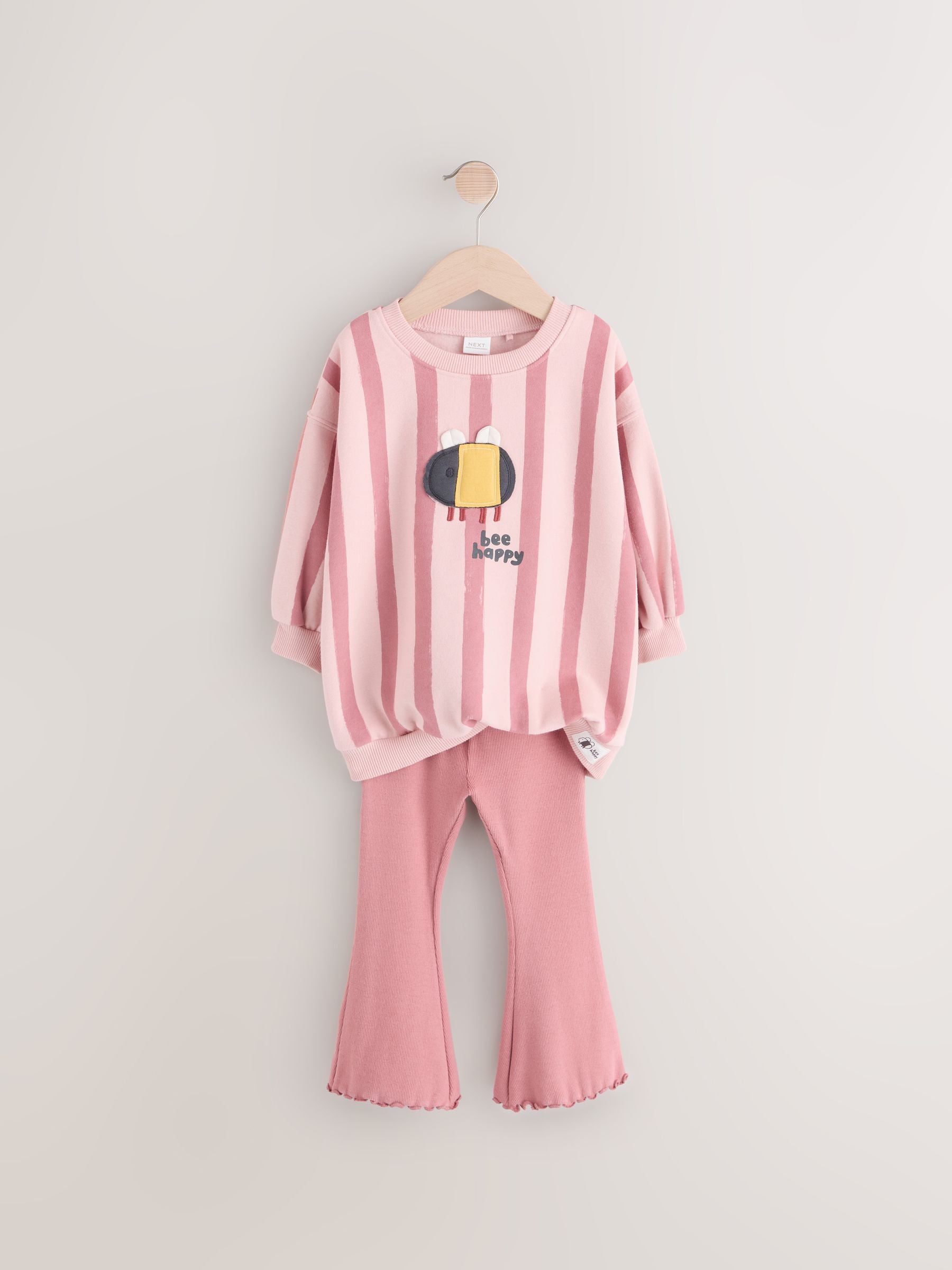 Pink Sweatshirt and Flare Leggings Set (3mths-7yrs)