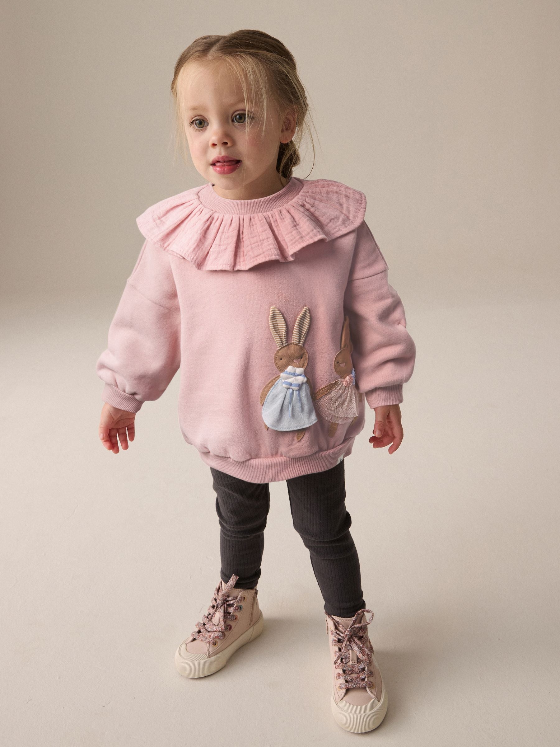 Pink Collared Crew Sweatshirt & Leggings Set (3mths-7yrs)