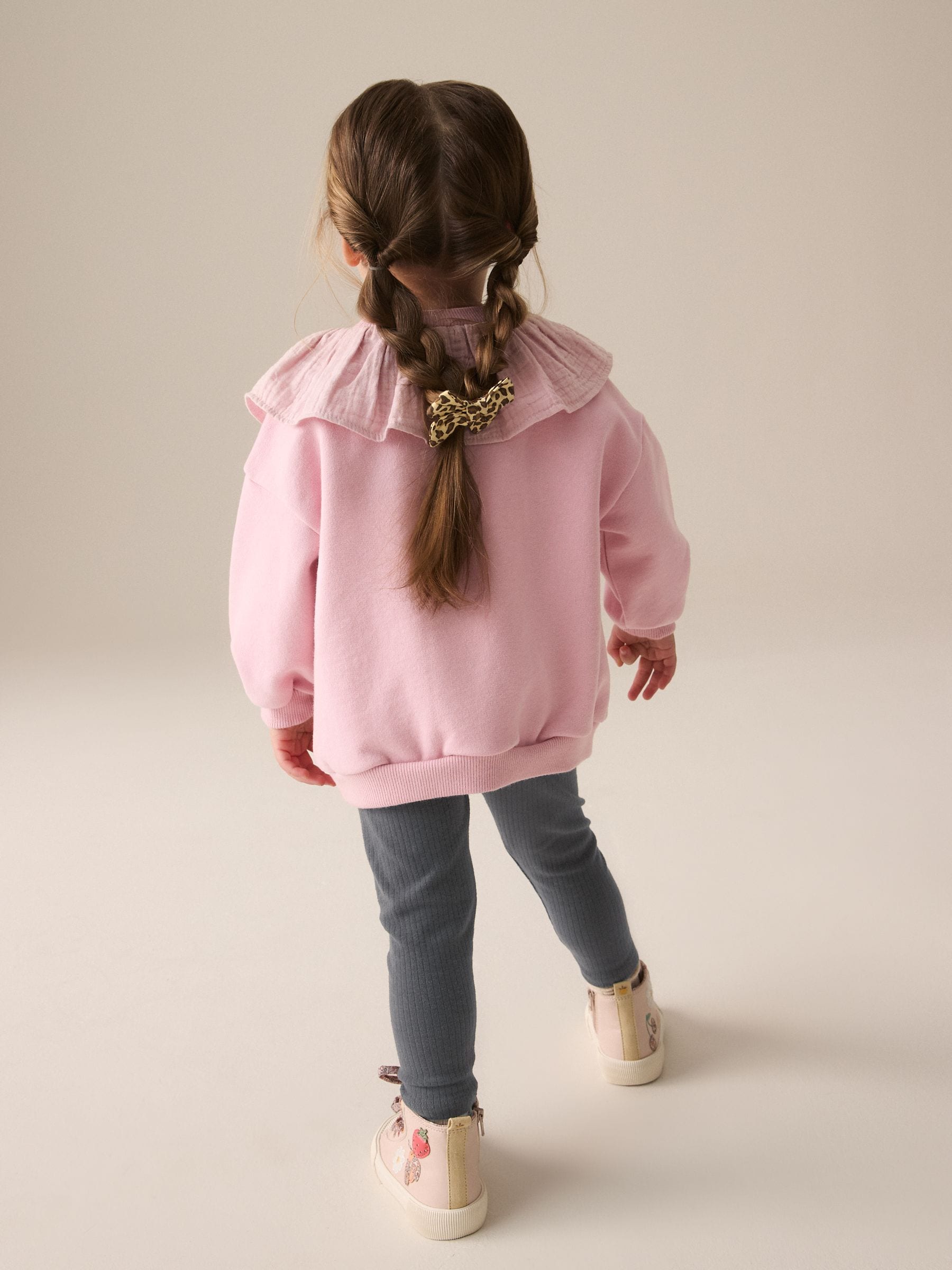 Pink Collared Crew Sweatshirt & Leggings Set (3mths-7yrs)