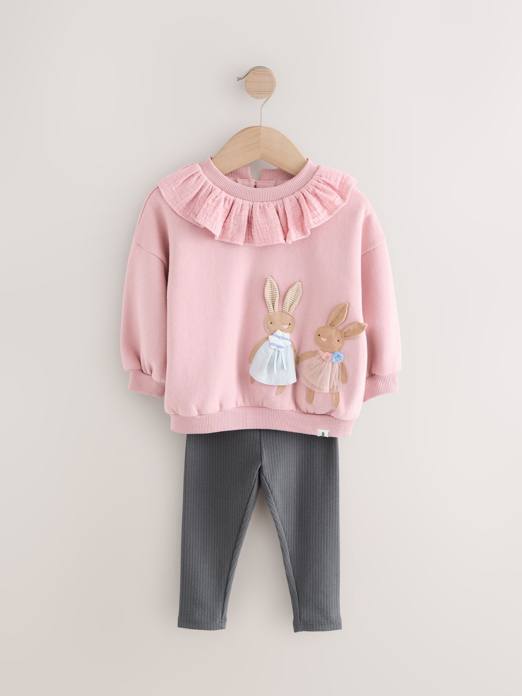 Pink Collared Crew Sweatshirt & Leggings Set (3mths-7yrs)