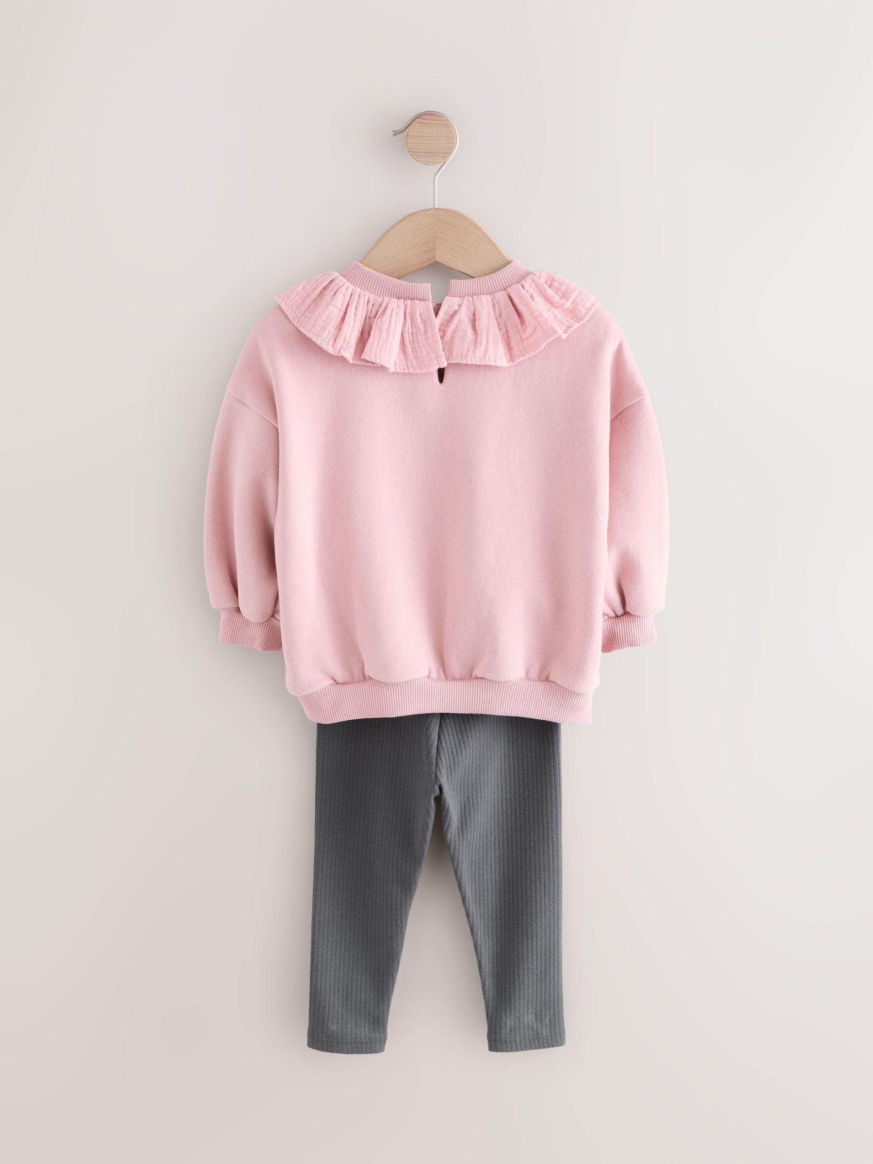 Pink Collared Crew Sweatshirt & Leggings Set (3mths-7yrs)