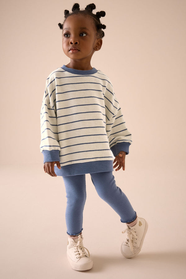 Blue 100% Cotton Sweatshirt and Leggings Set (3mths-7yrs)