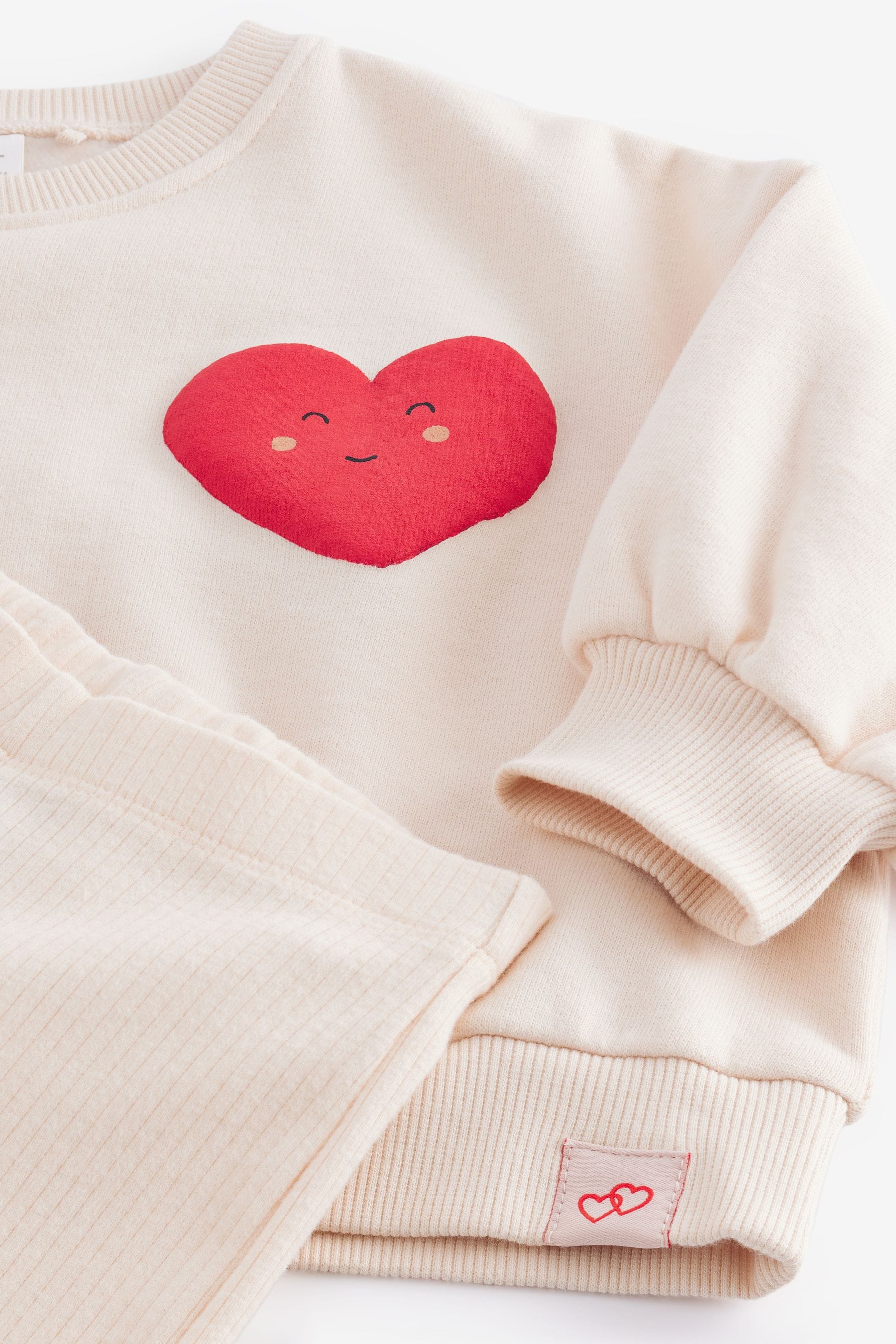 Cream Heart Sweatshirt and Wide Leg Trousers Set (3mths-7yrs)