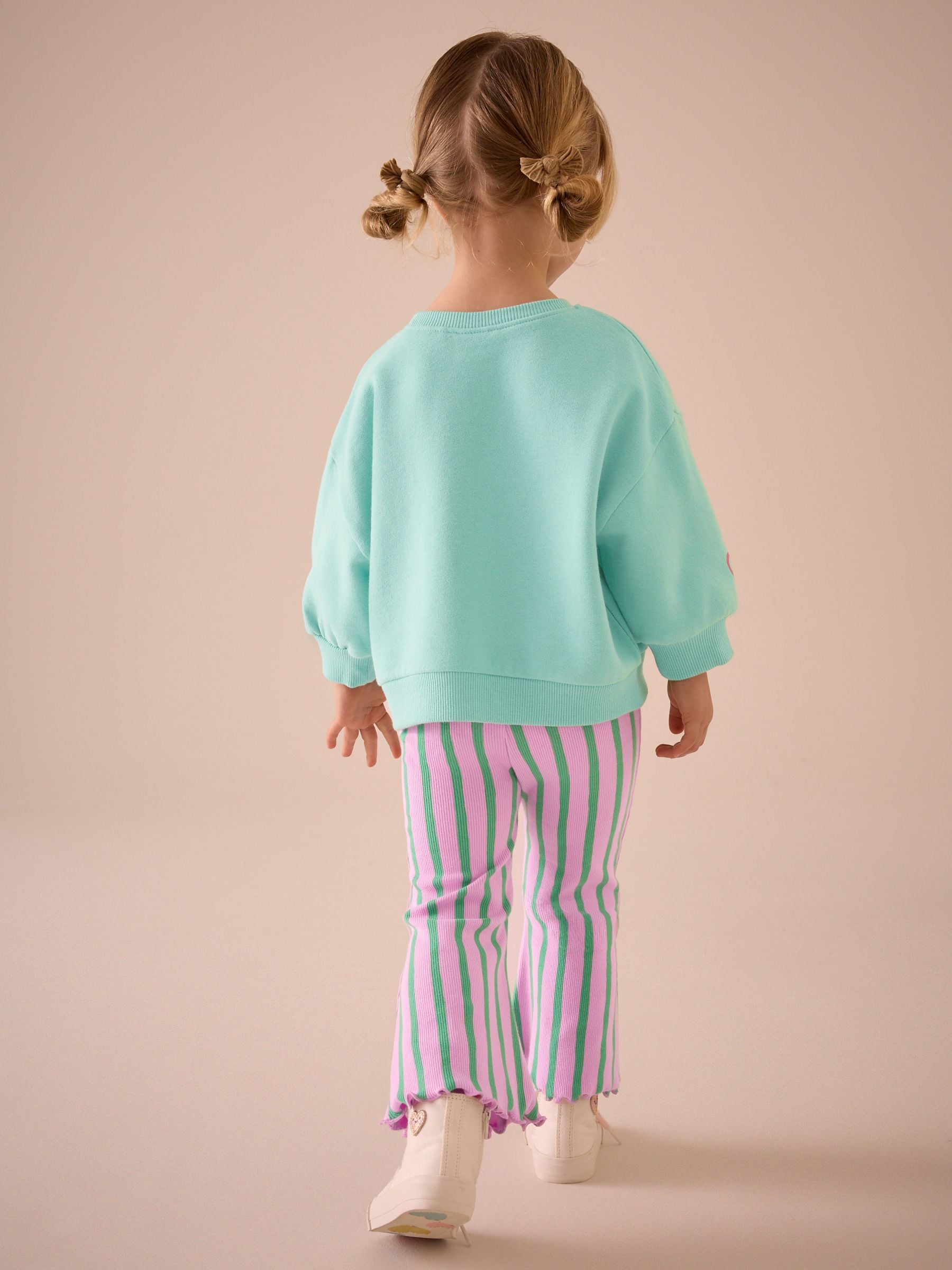 Turquoise Blue Stripe Sweatshirt and Flare Leggings Set (3mths-7yrs)